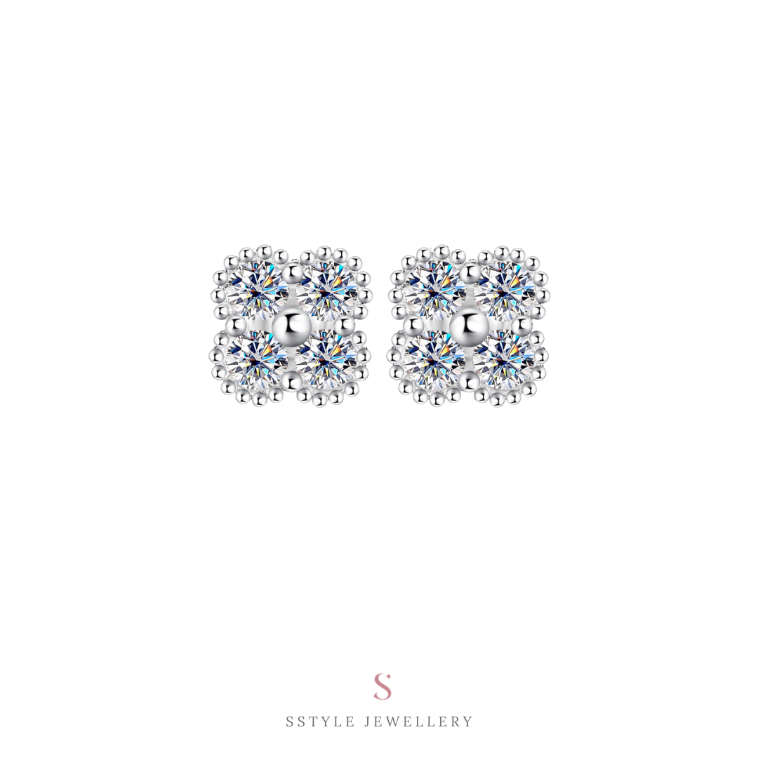 Lucky Clover moissanite earrings