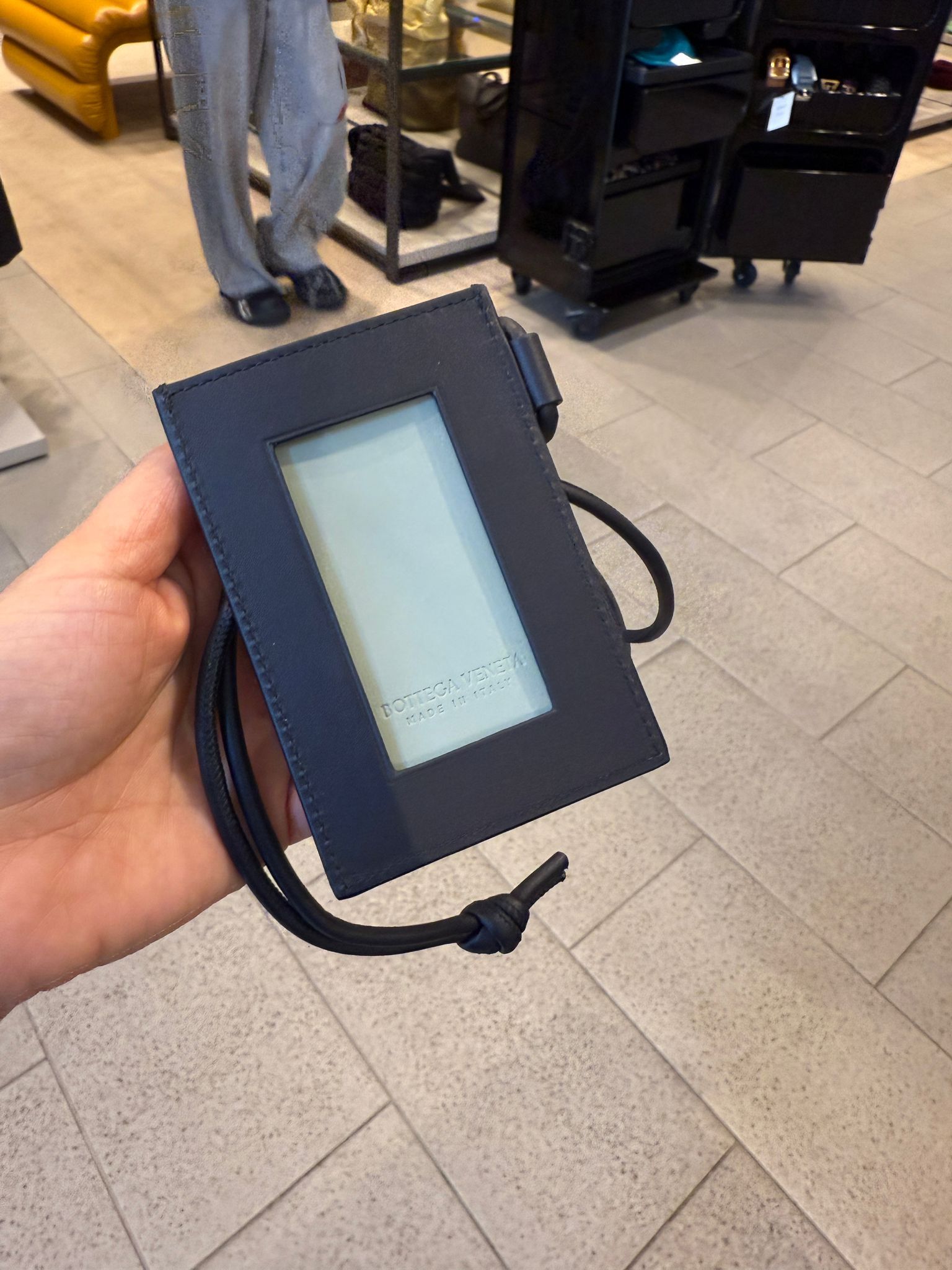 Bottega Veneta BV Intrecciato Badge Holder Navy 785985