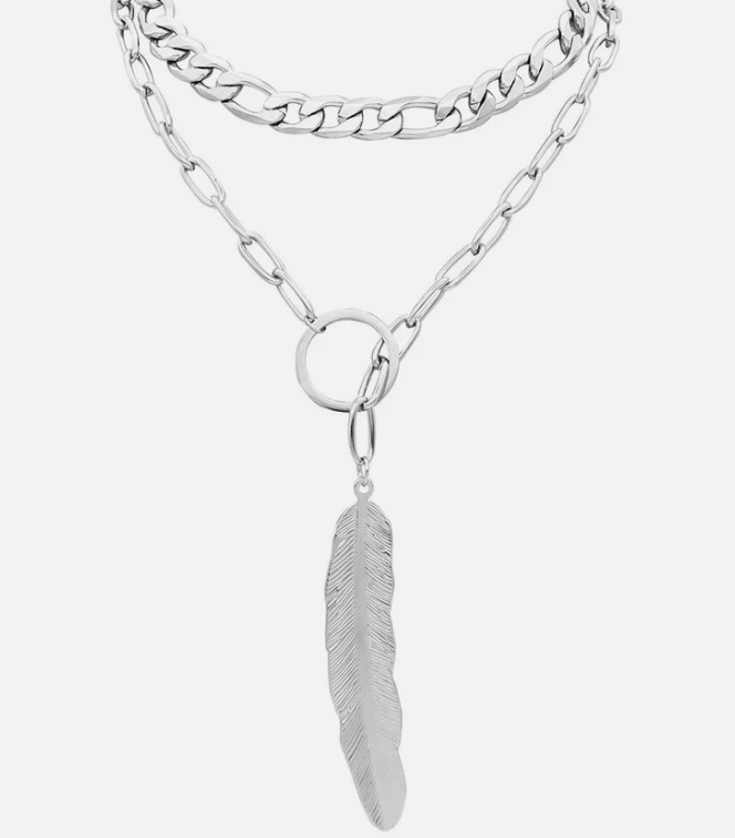 【預購】Adornia mixed chain leaf y G081552 頸鏈（silver）