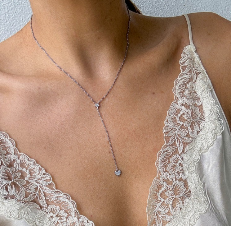 【預購】Adornia crystal heart and star drop G081553 頸鏈（silver）