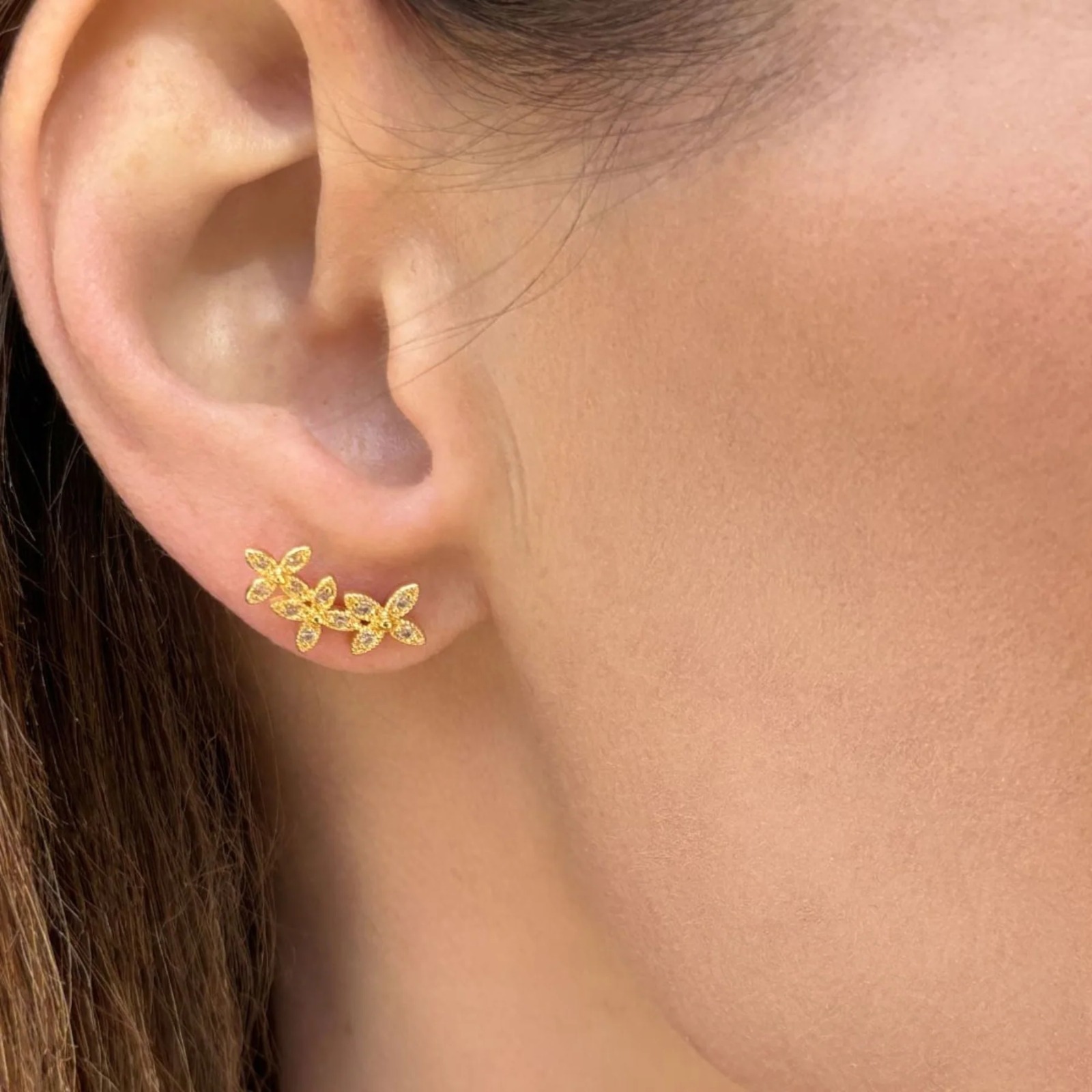 【預購】Adornia 14k gold plated curved flowers G081559 耳環