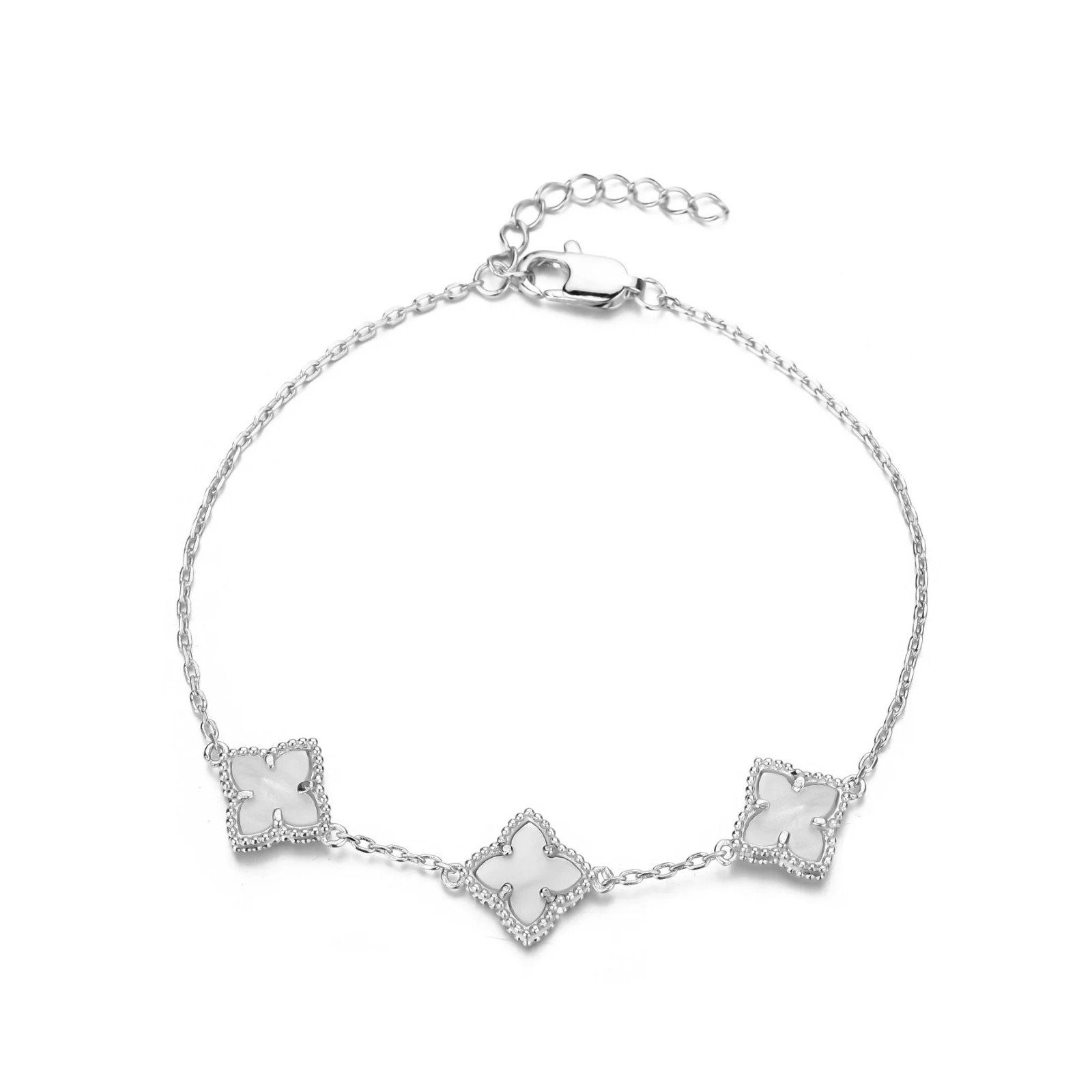 【預購】Adornia silver plated white mother of pearl flower G081563 手鏈