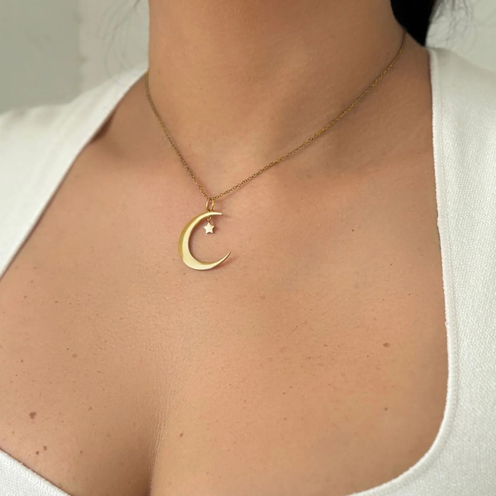 【預購】Adornia 14k gold plated hanging moon and star G081567 頸鏈