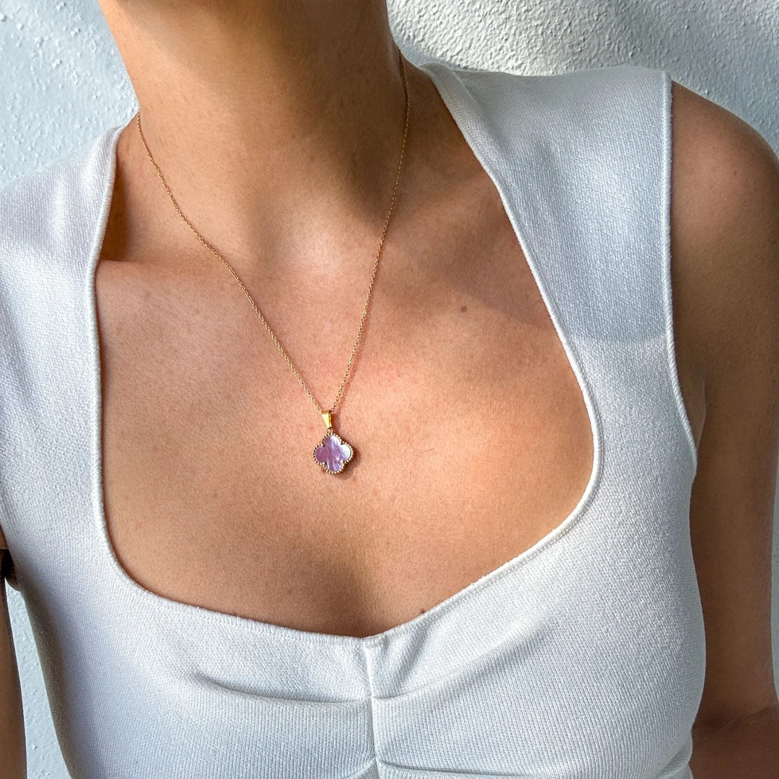 【預購】Adornia pink quatrefoil gold G081570 頸鏈