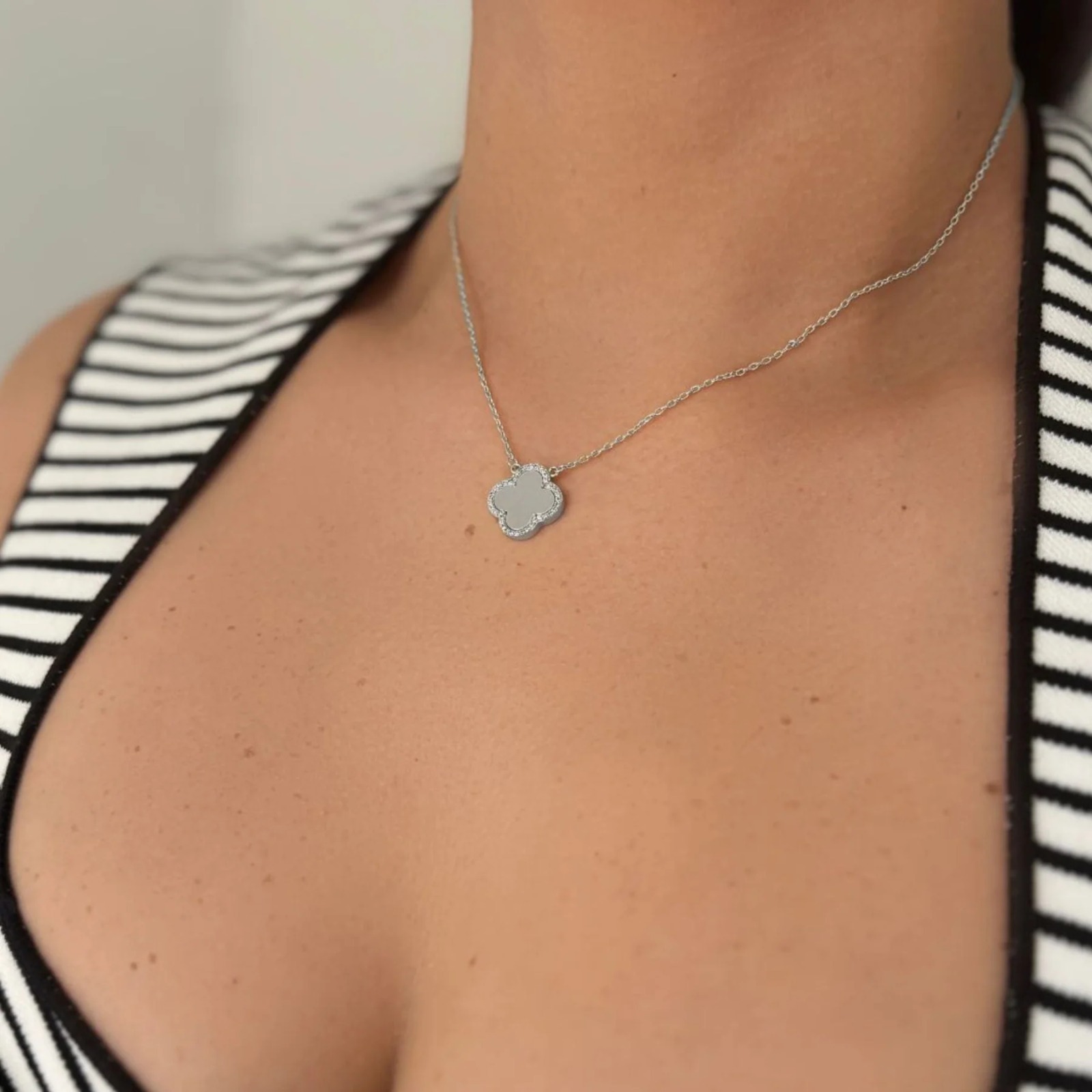 【預購】Adornia silver plated clover halo G081571 頸鏈