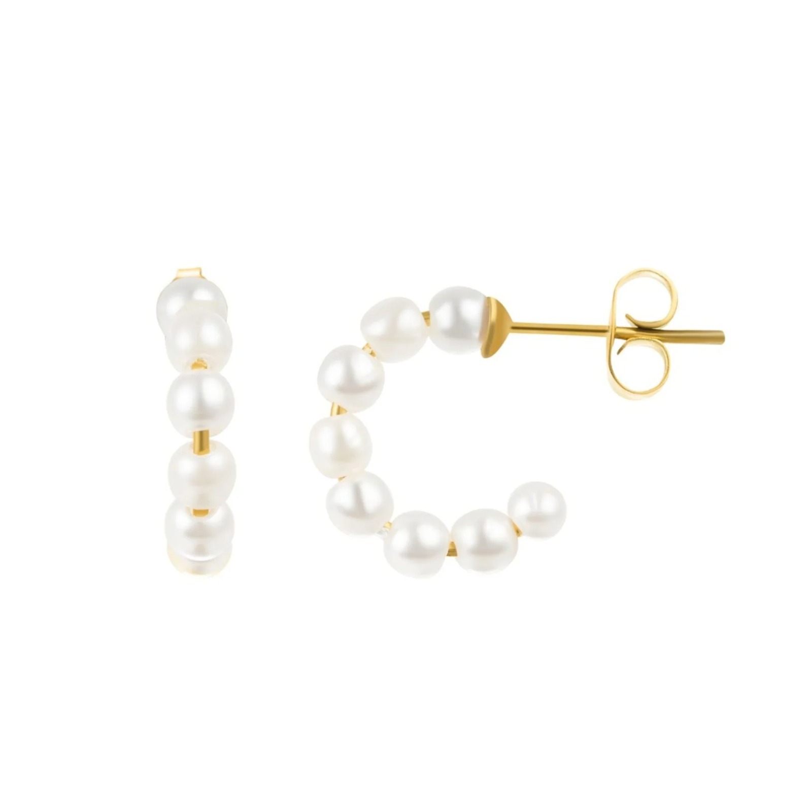 【預購】Adornia 14k gold plated pearl huggie hoops G081574 耳環