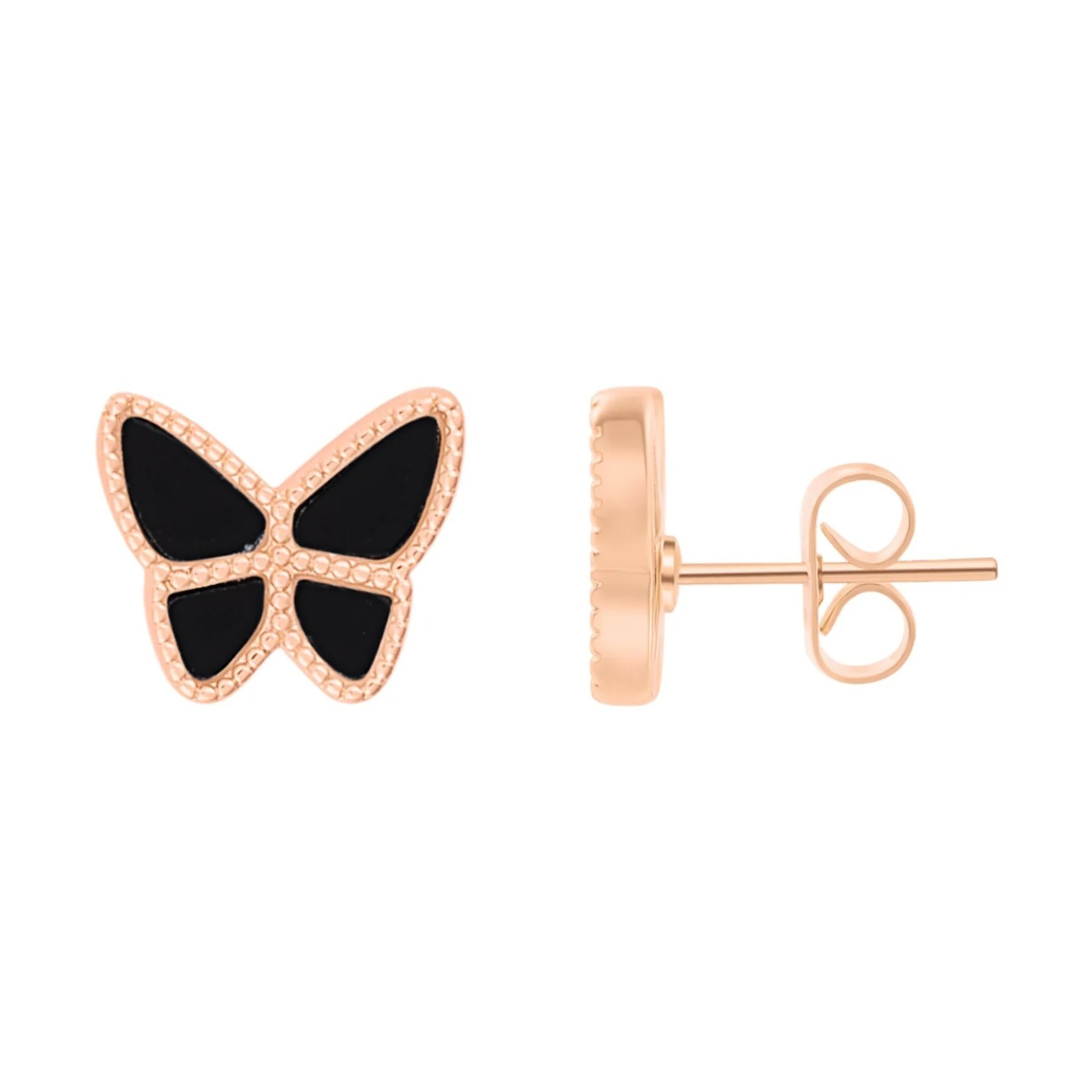 【預購】Adornia 14k rose gold plated black butterfly G081580 耳釘