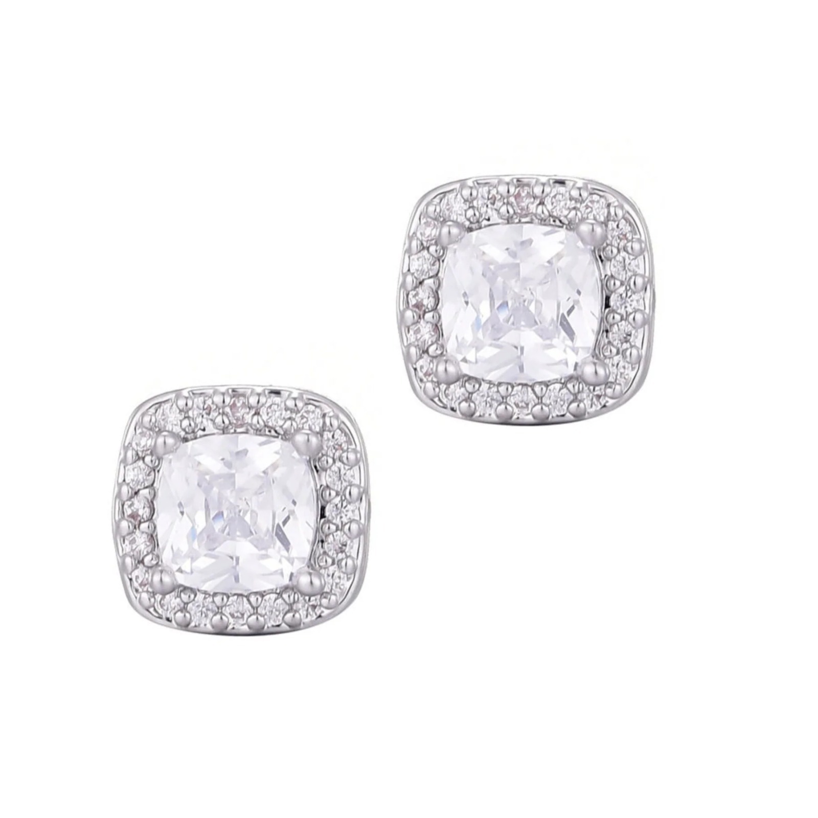 【預購】Adornia silver plated cushion cz halo G081581 耳釘