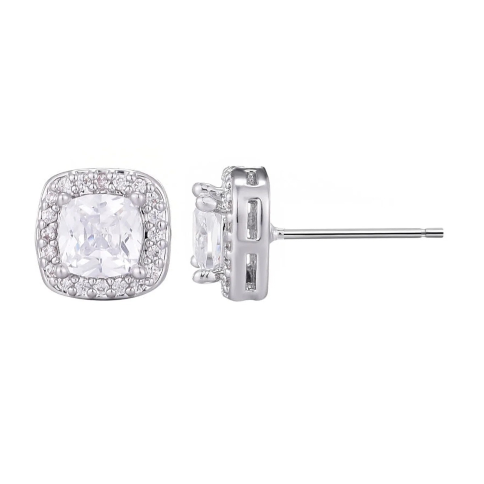 【預購】Adornia silver plated cushion cz halo G081581 耳釘