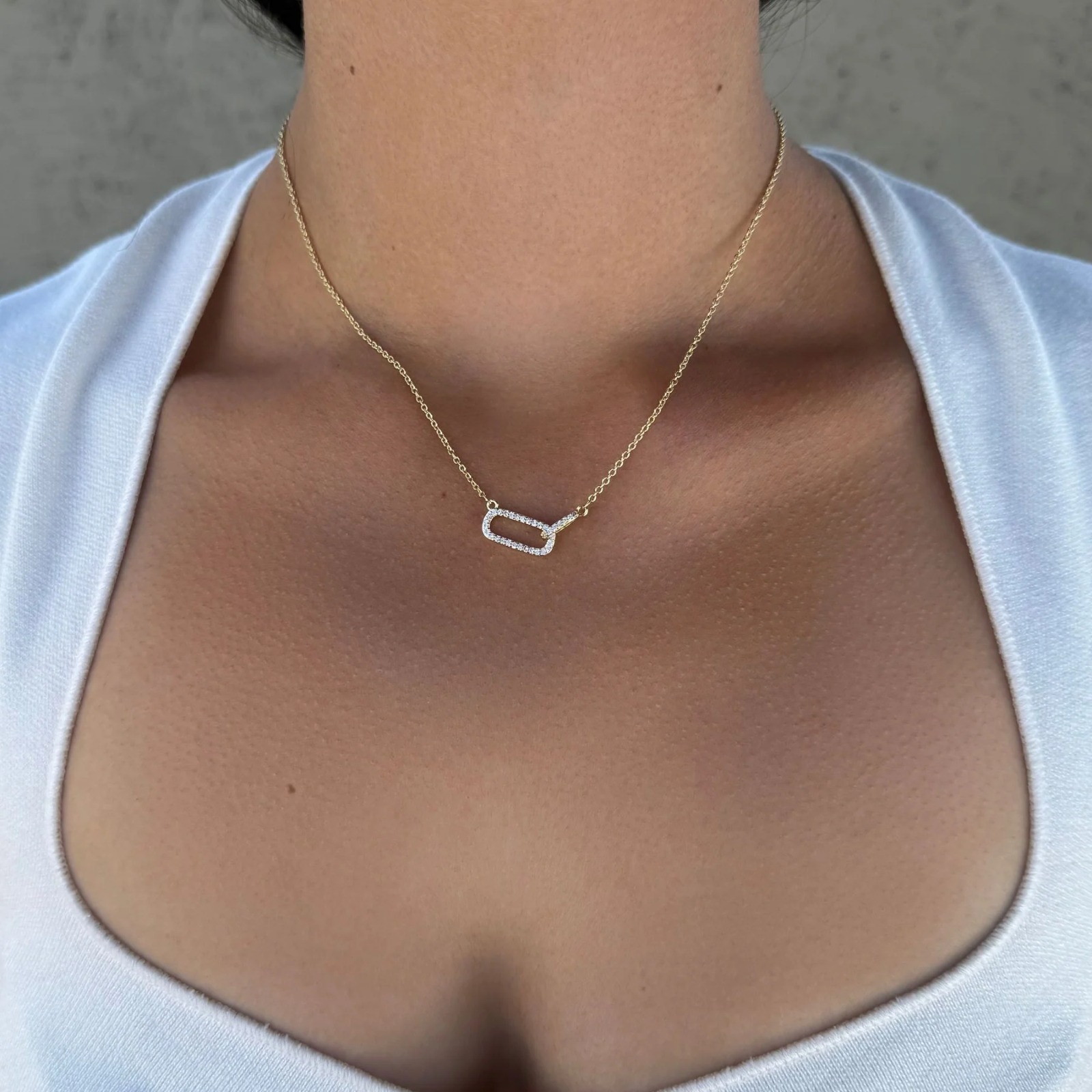 【預購】Adornia 14k gold plated pave cz links G081583 頸鏈