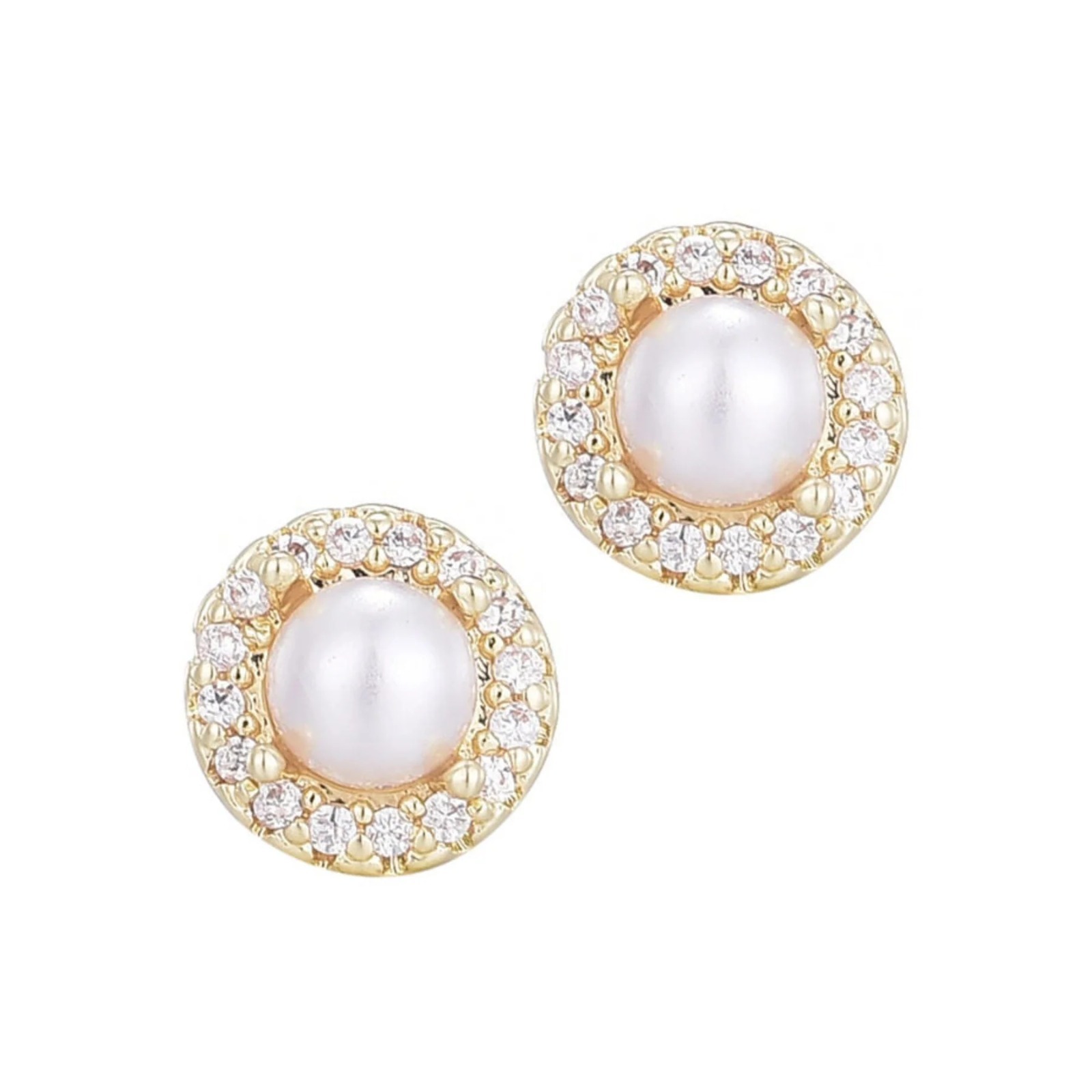 【預購】Adornia 14k gold plated freshwater pearl cz halo G081585 耳釘