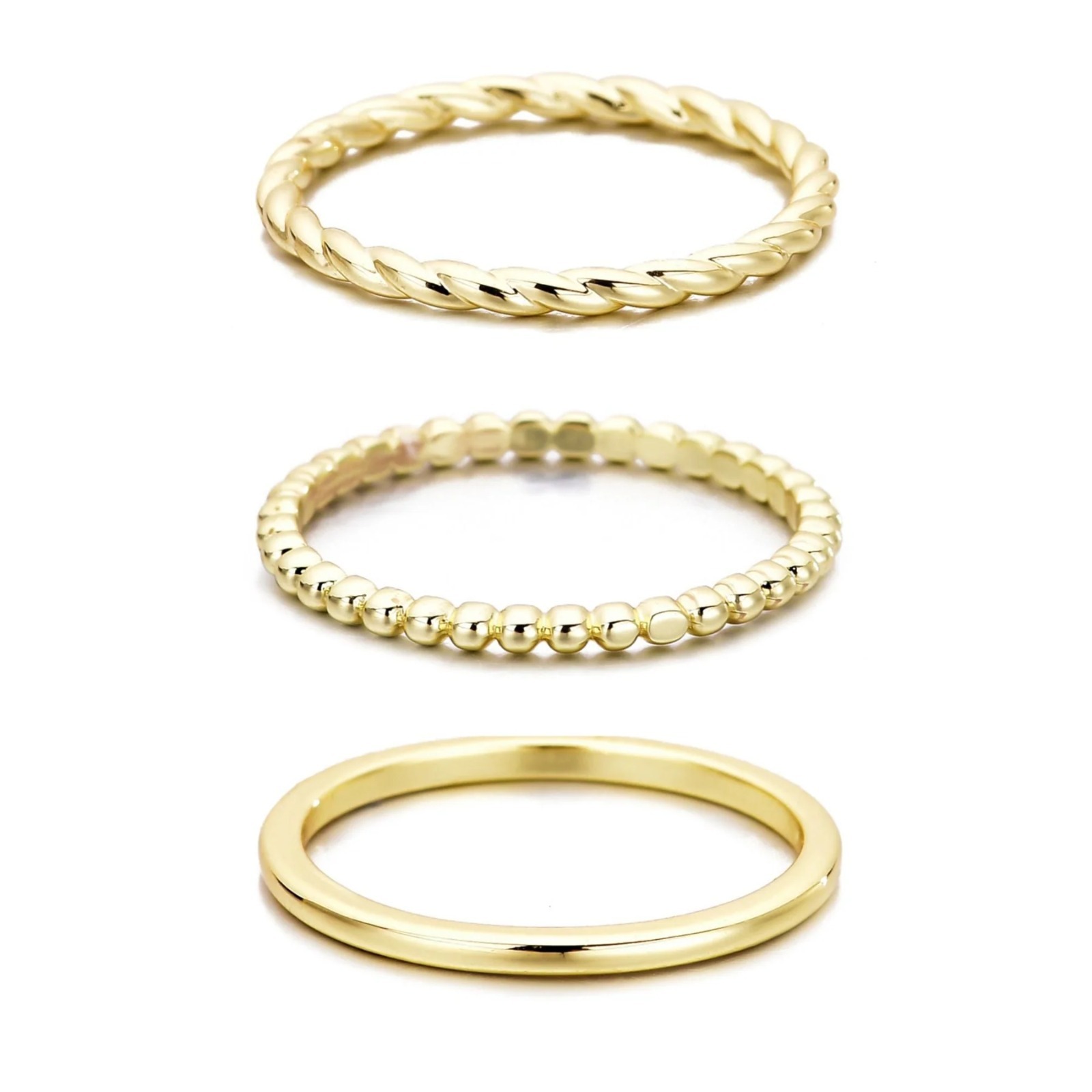 【預購】Adornia 14k yellow gold plated thin stacking G081586 band set