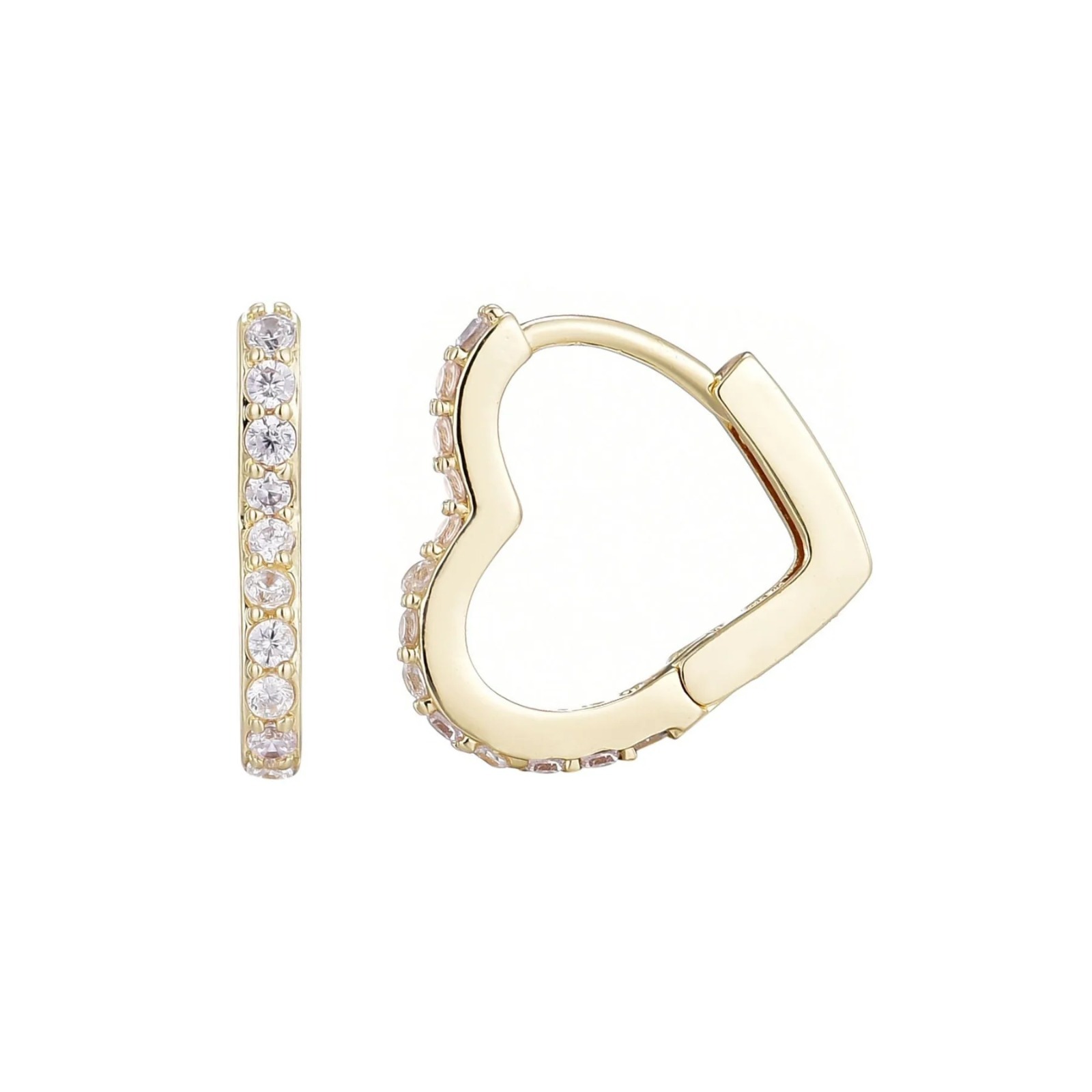【預購】Adornia 14k gold plated heart cz hoop G081593 耳環