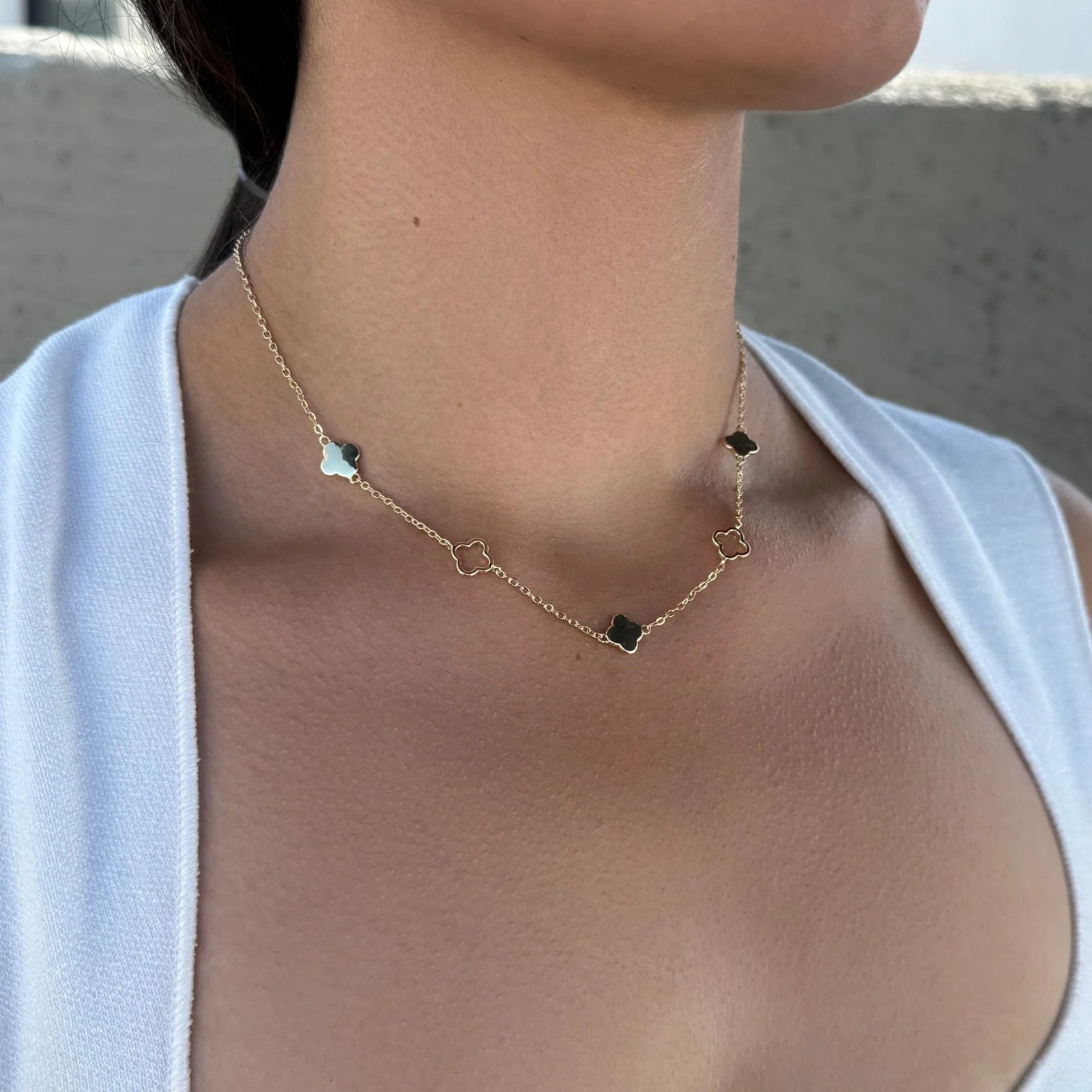 【預購】Adornia 14k gold plated clover station G081596 頸鏈