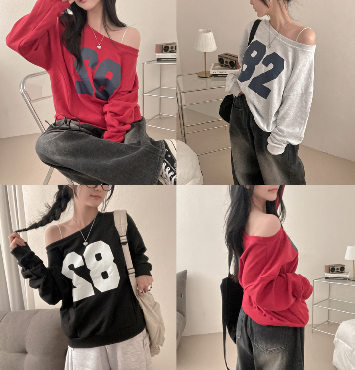 早秋預訂｜82寬鬆一字肩衛衣