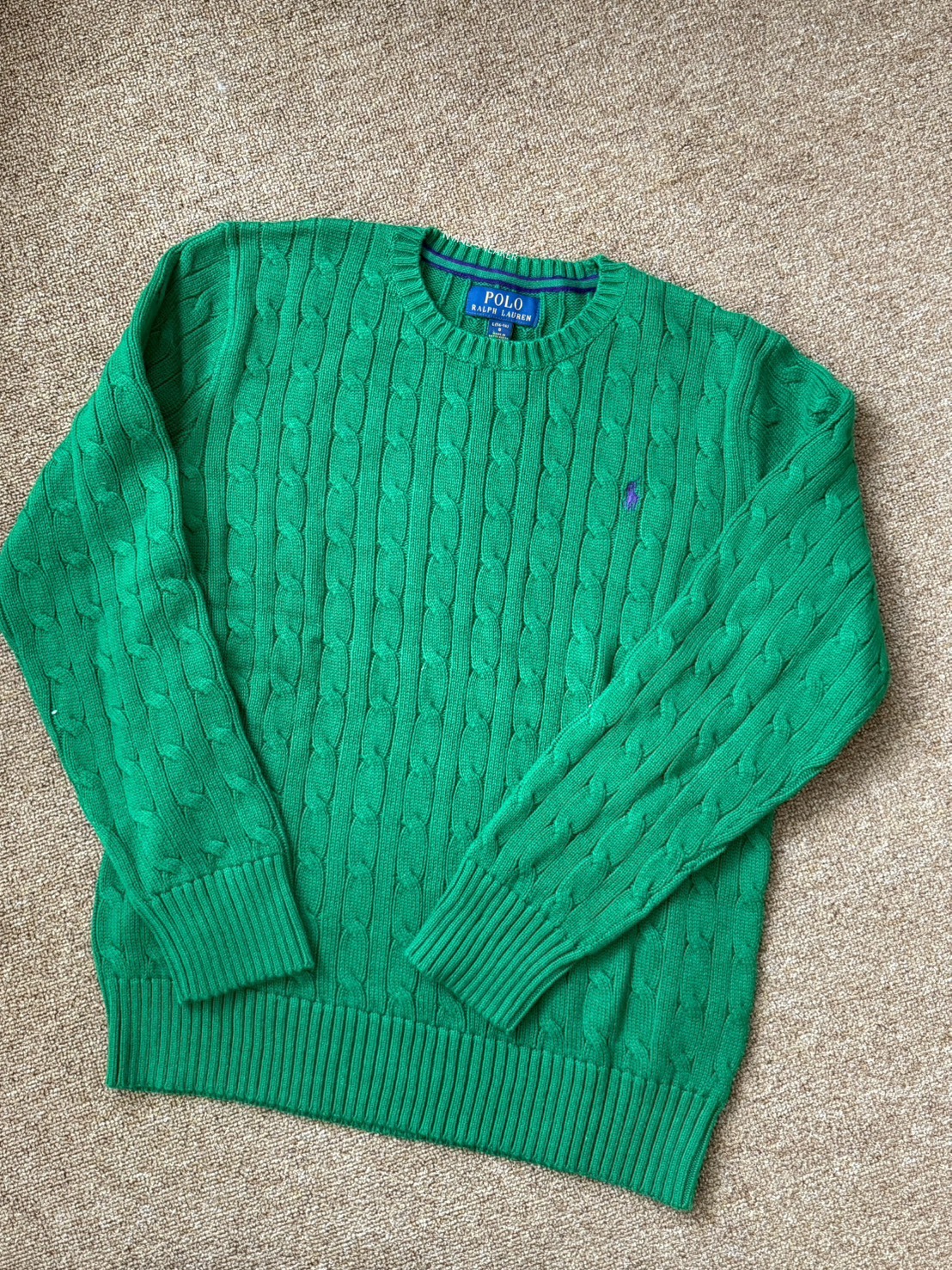 <撿寶+1 POLO✨> L/XL-POLO RALPH LAUREN 大學毛衣 大童款 綠 323702674039