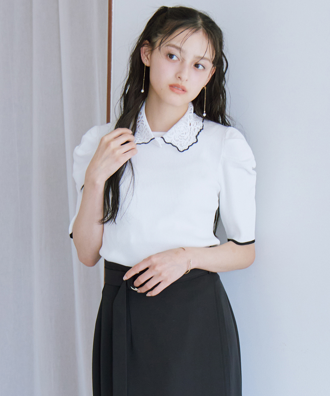 [預購] LILLIAN CARAT 蕾絲領針織衫