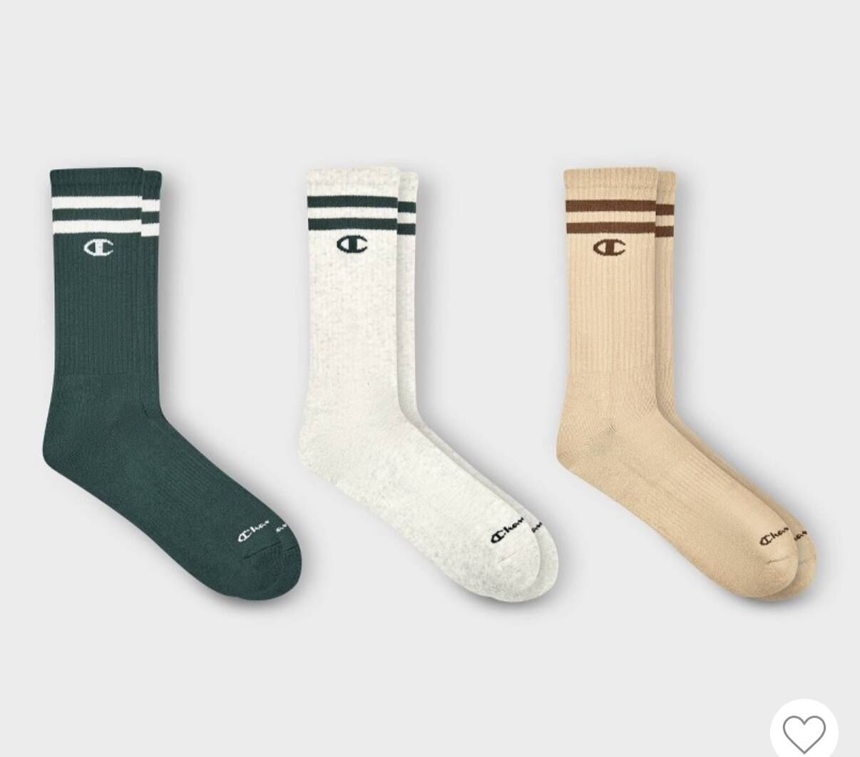 [USW] CHAMPION GREEN ASSORTED 3PACKS MEN'S CUSHION CREW, 886028560678 (UZZ11)