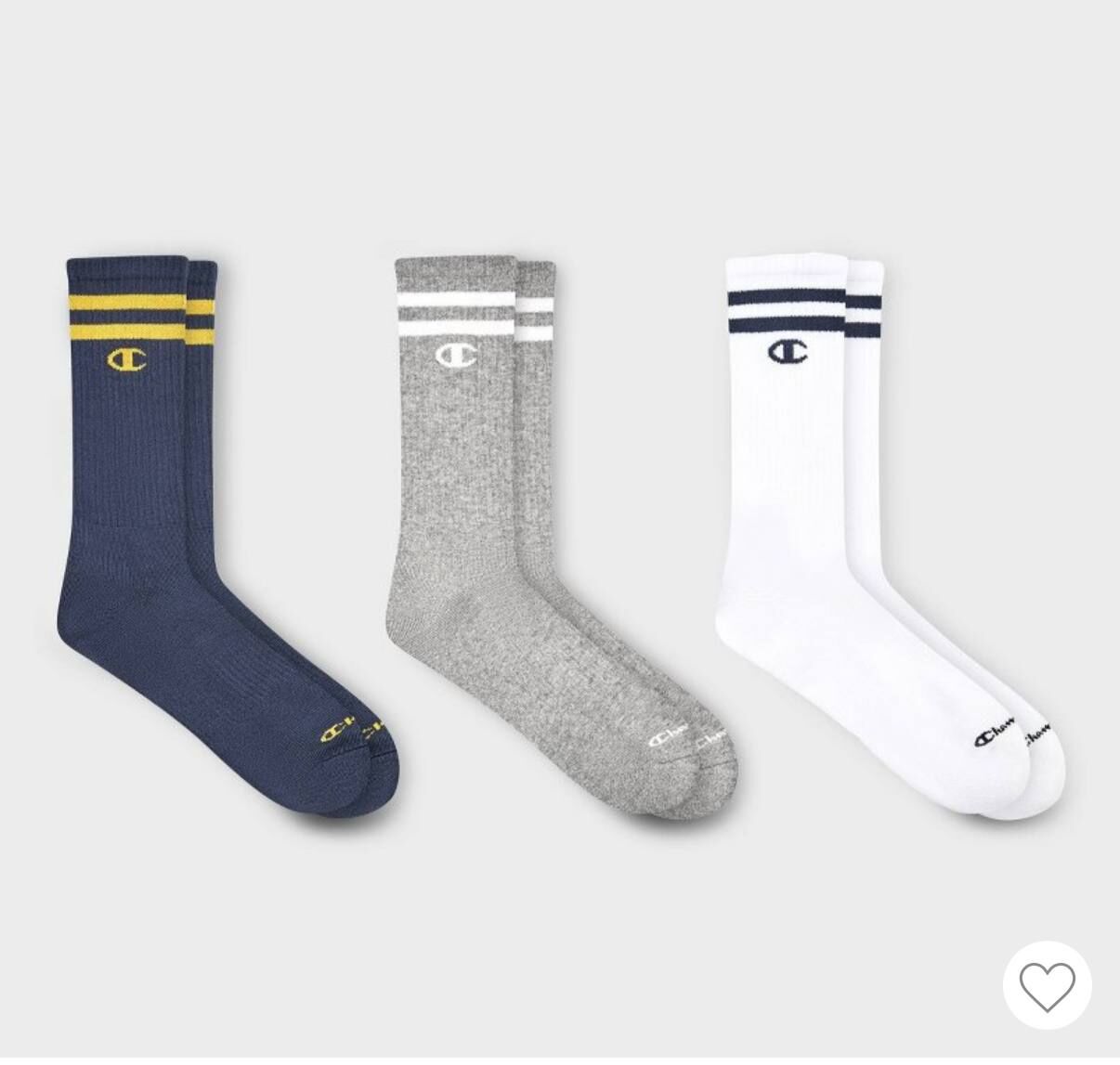 [USW] CHAMPION  NAVY ASSORTED 3PACKS MEN'S CUSHION CREW, 886028560692 (UZZ13)