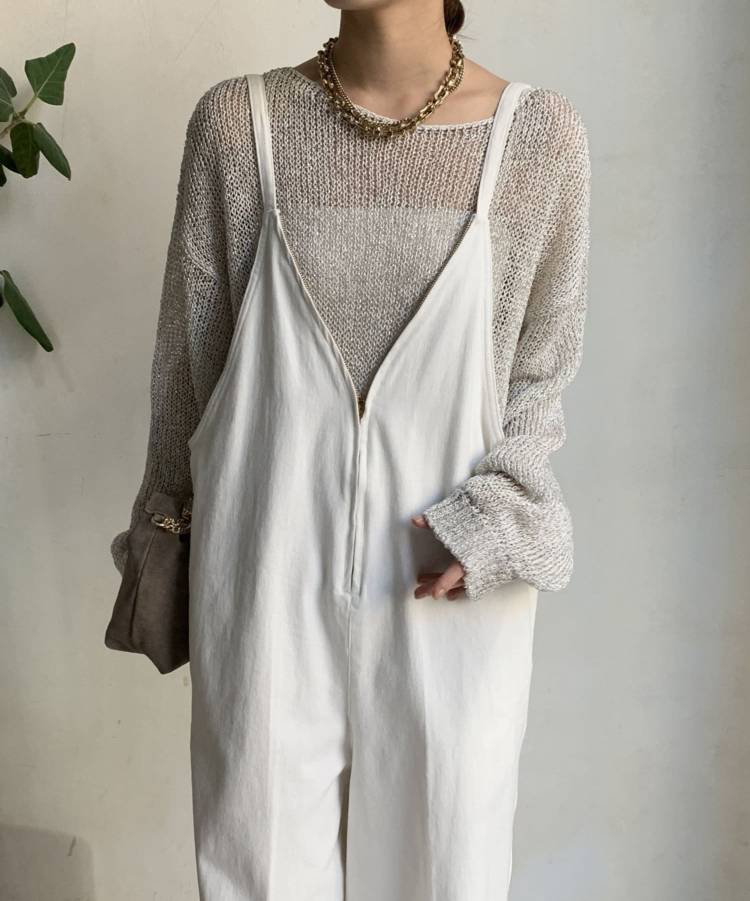 DOUDOU(ドゥドゥ)  【WEB限定】ラメ針抜きプルオーバー銀（DDZ1051205A0010）