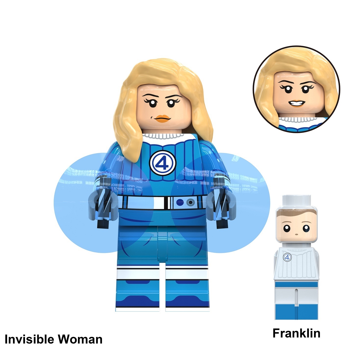 The Fantastic Four Invisible Woman Custom Minifigures Minifigs Fit Lego TV6214 TV1118