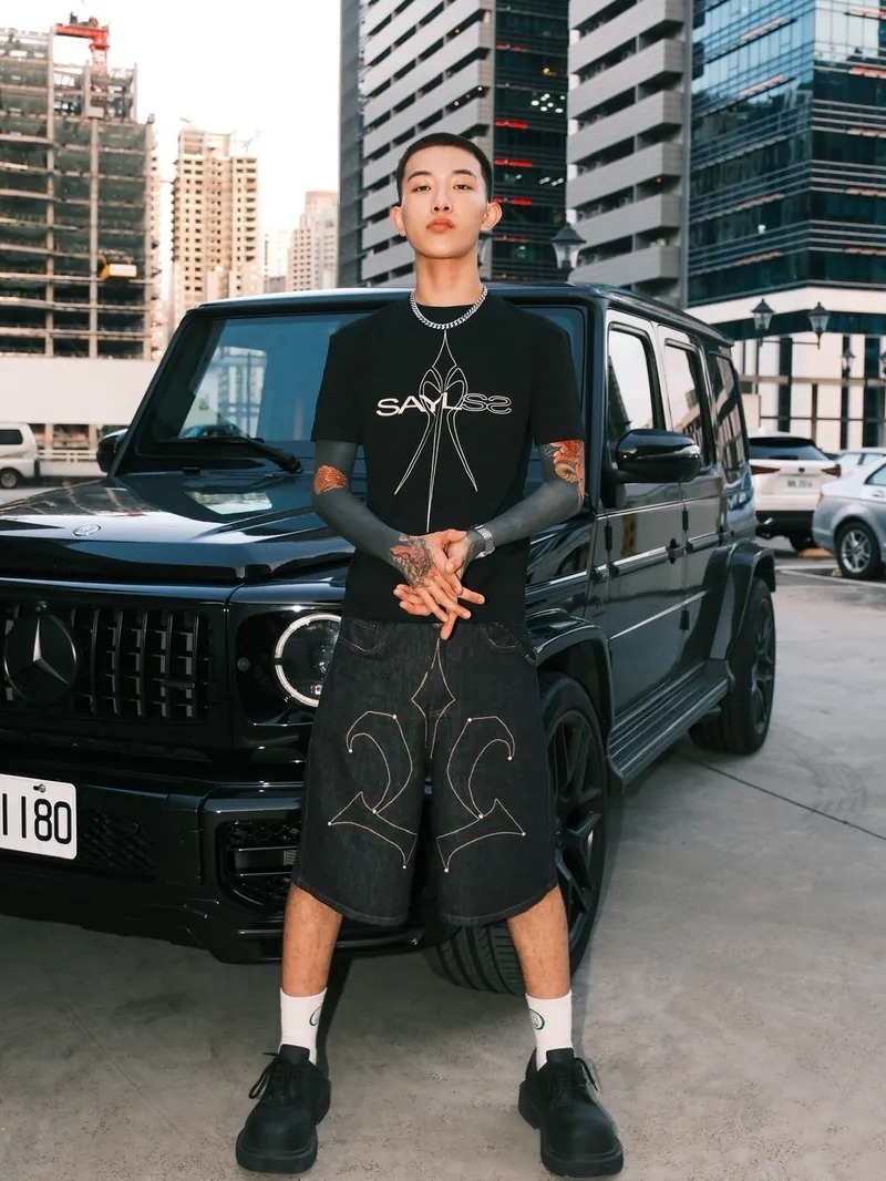 ATONE X SAYLESS 聯名限定 珍珠皇家Logo 深藍原牛六分褲 牛仔褲 DENIM JORTS