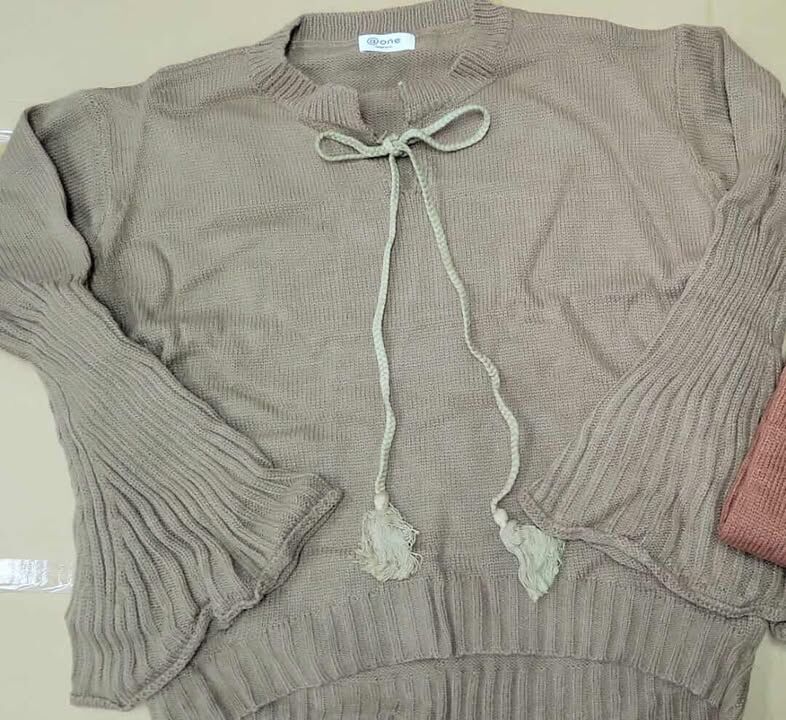 現貨清貨 女裝 綁繩大喇叭袖薄針織衫 （清貨價貨品，不設退換）(AT8 305)