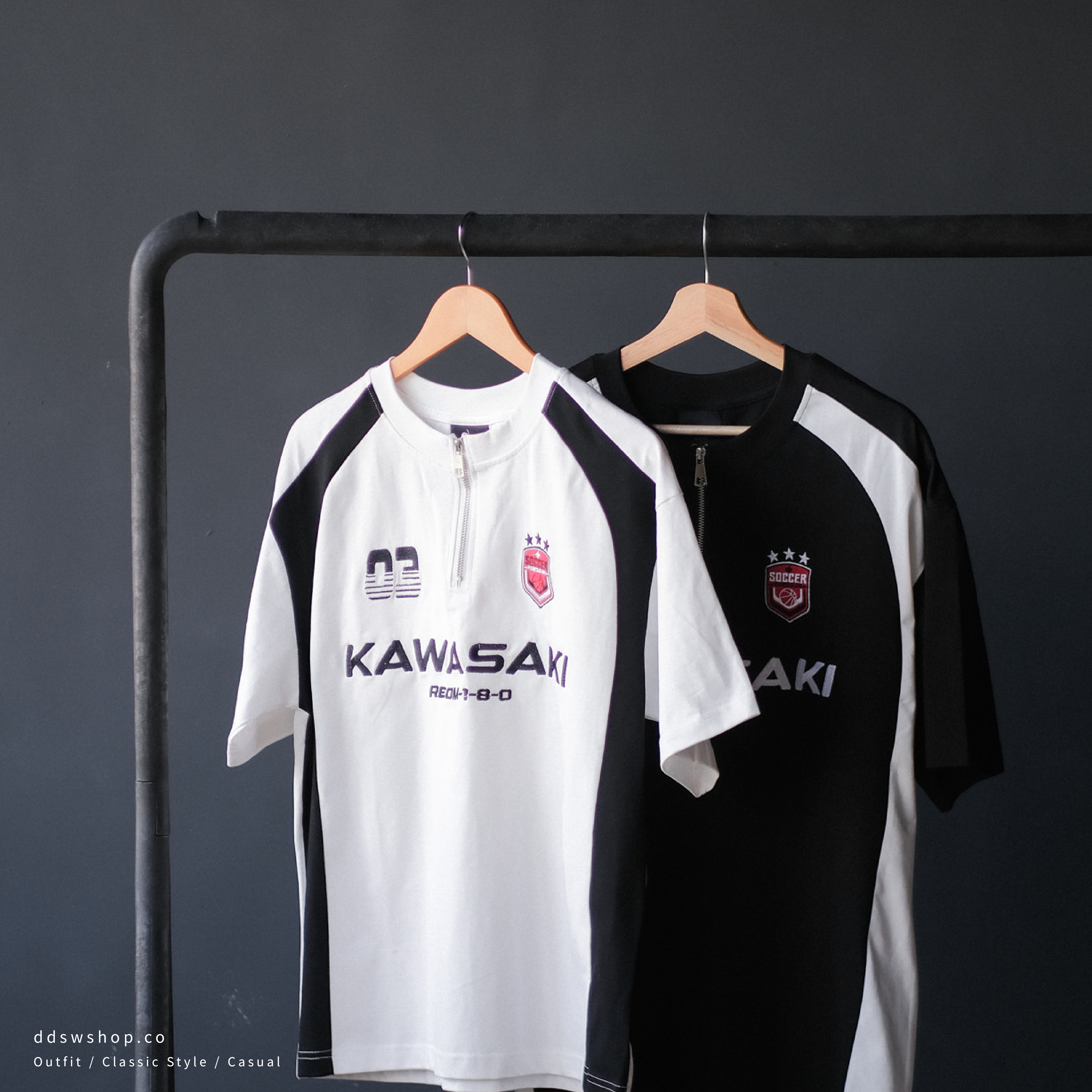 "代購" Kawasaki 美式復古 刺繡半開襟 上衣