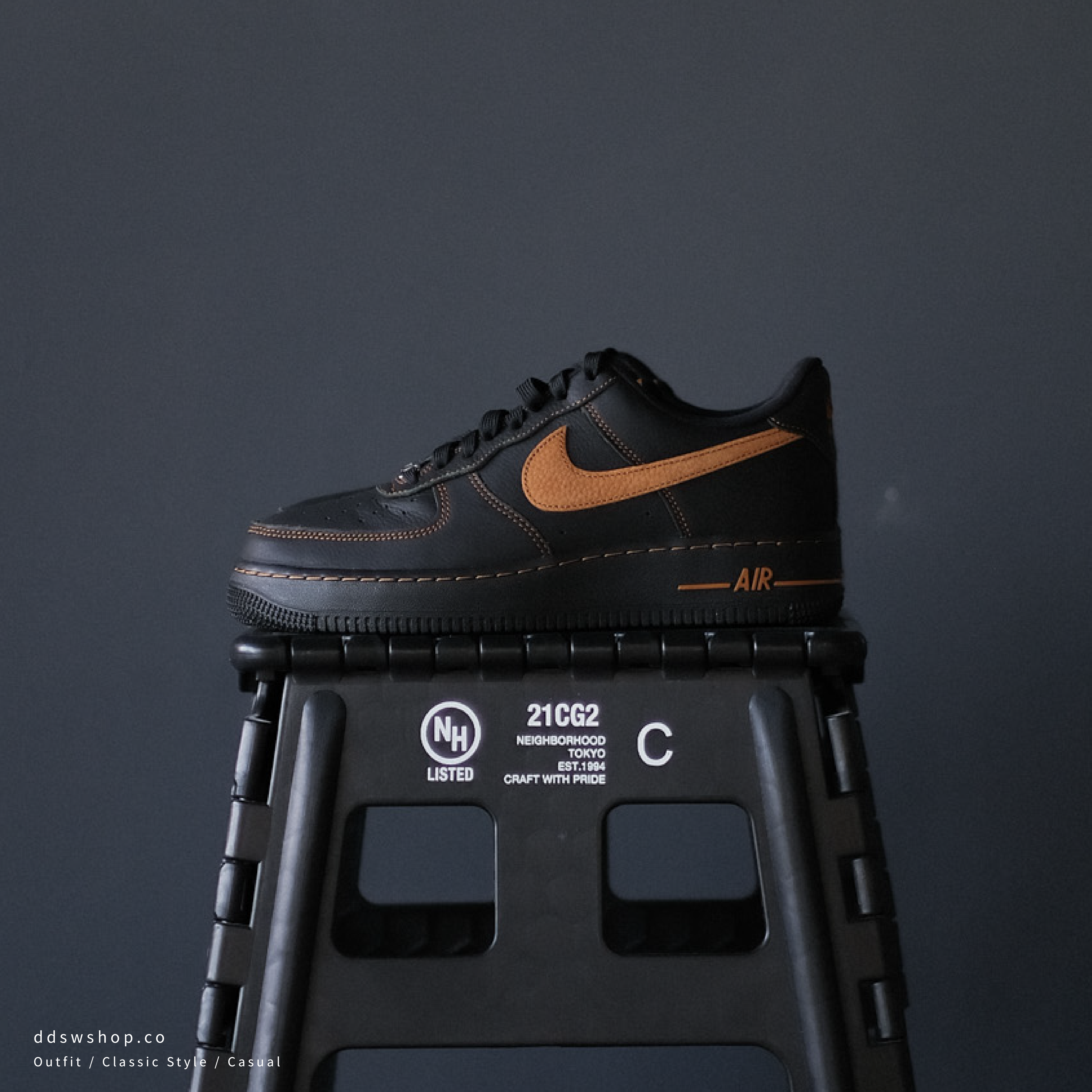 "代購" Nike Air Force 1 Low "Black Tan" 黑金縫線 男鞋 HQ2037-003