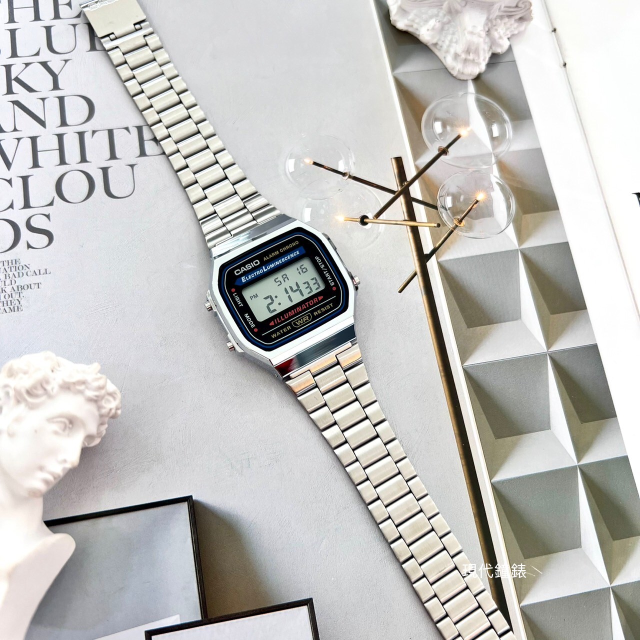 【CASIO 卡西歐】日系-銀色復古風電子錶A168WA-1W  36.3mm 現代鐘錶