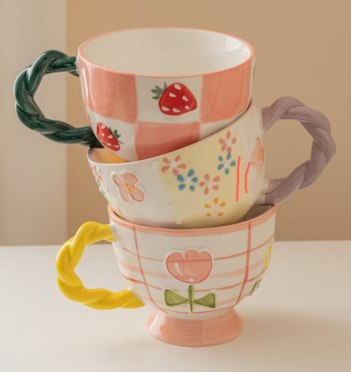 陶瓷手捏彩繪馬克杯