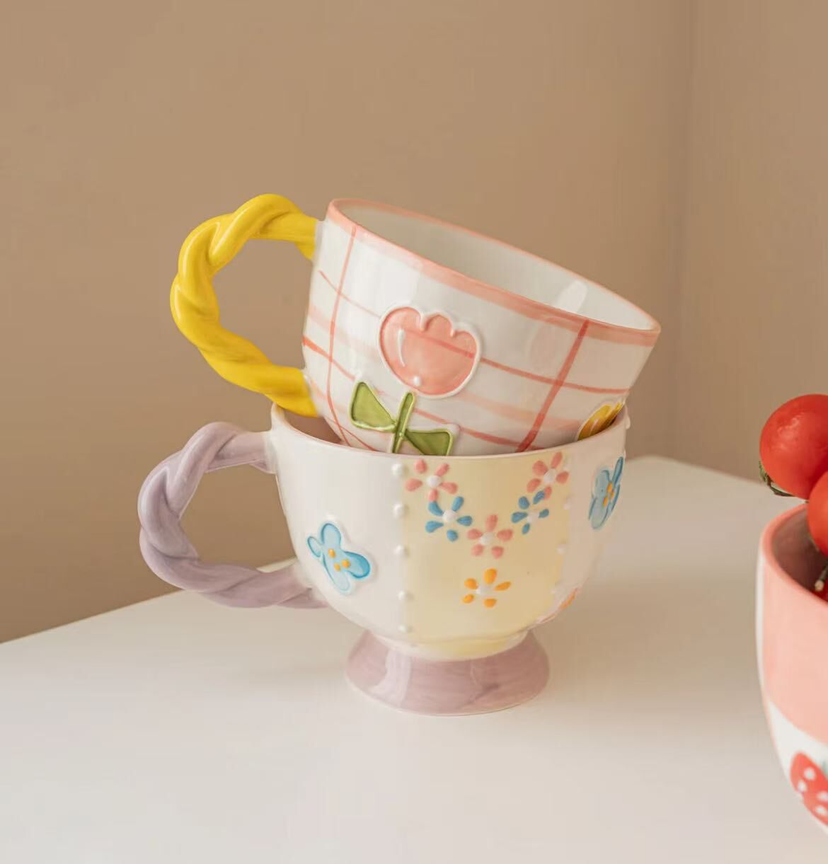 陶瓷手捏彩繪馬克杯