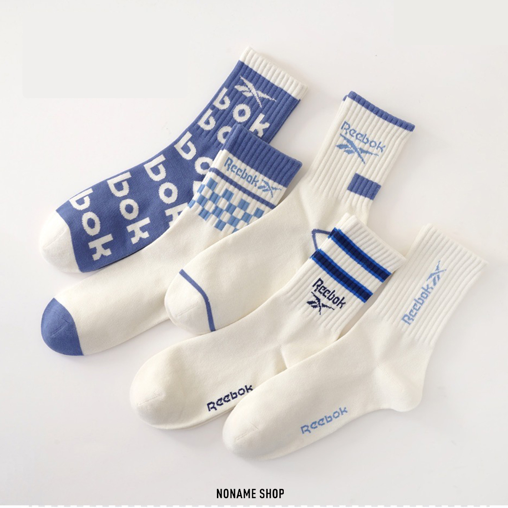 REEBOK 10A抗菌 輕運動 百搭 經典 字母 滿版 透氣 吸濕 襪子 中筒襪