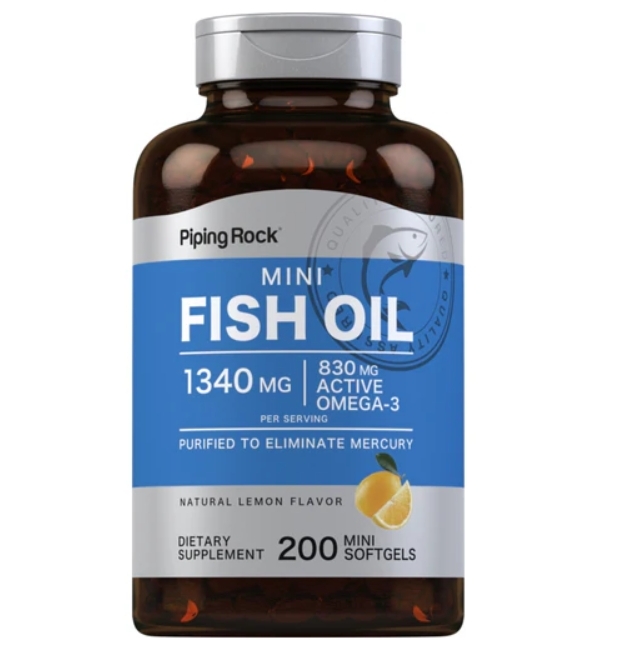 【Piping Rock】Omega-3 魚油 檸檬風味 迷你軟膠囊 Fish Oil 1300mg 200顆