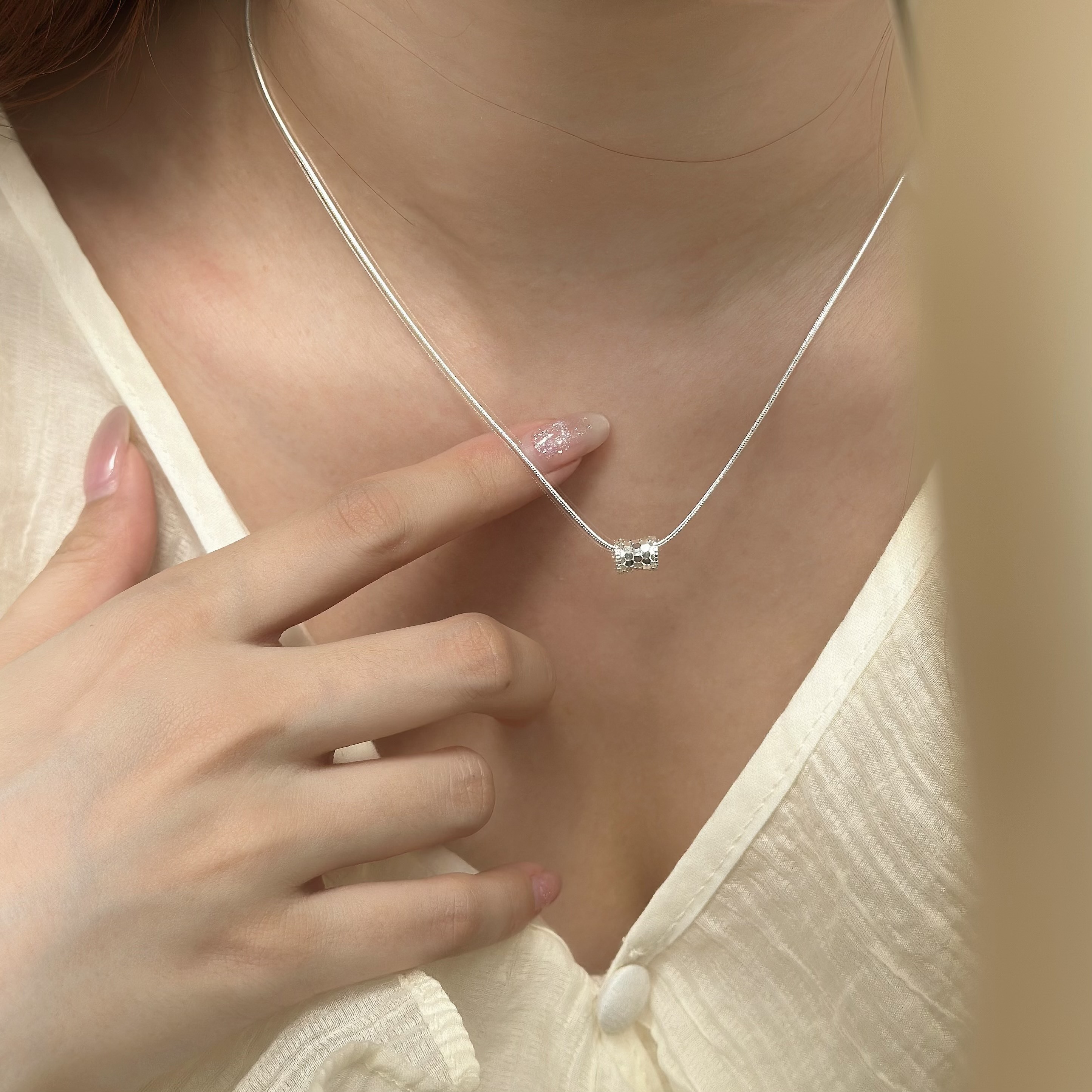 H120碎冰小圓環純銀蛇骨鏈