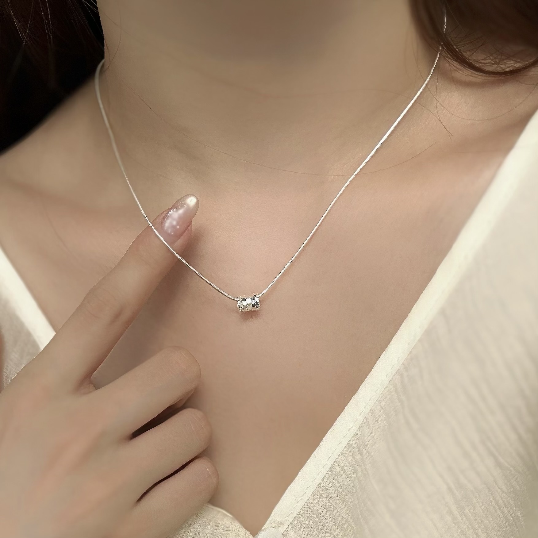 H120碎冰小圓環純銀蛇骨鏈