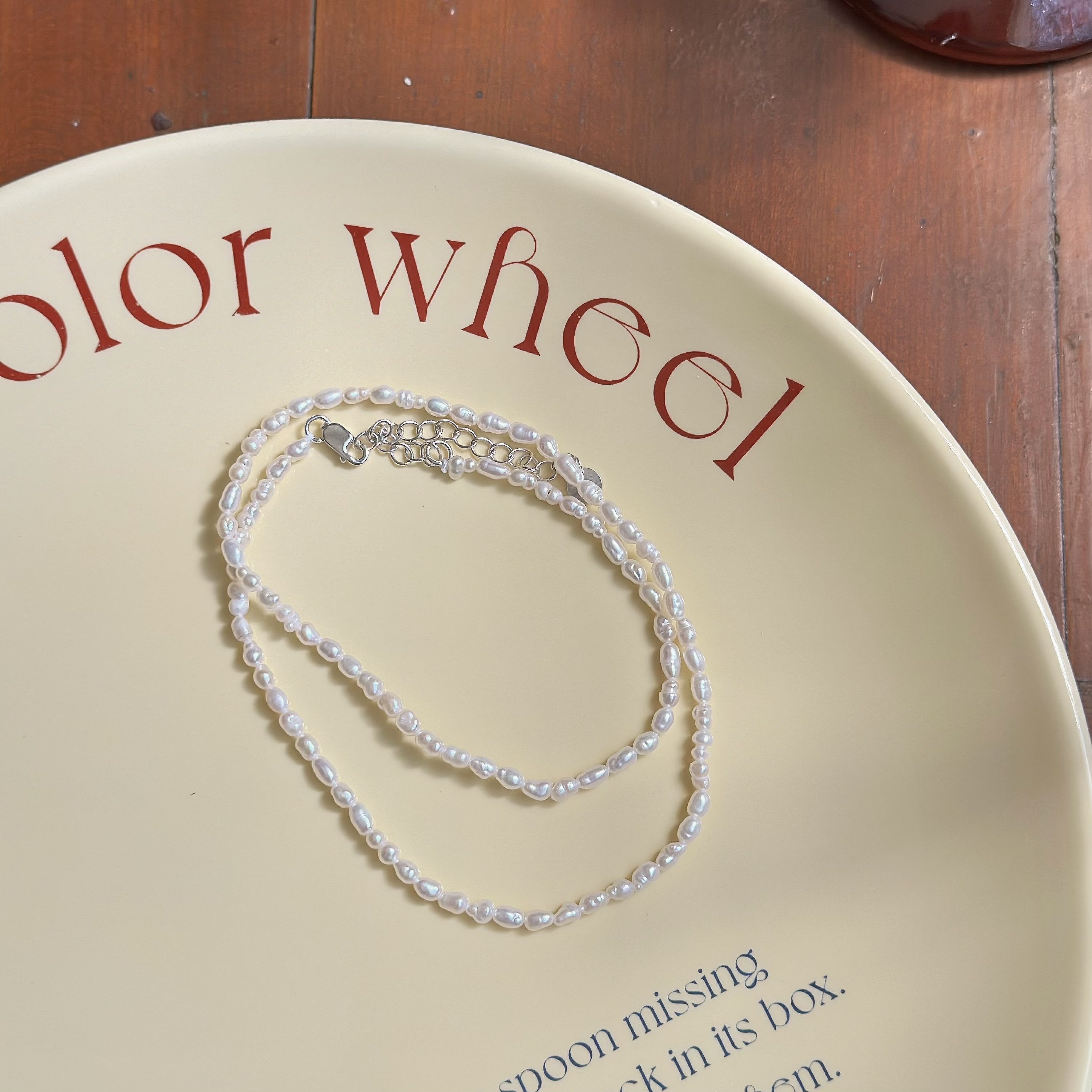 H125米粒天然珍珠純銀鎖骨鏈