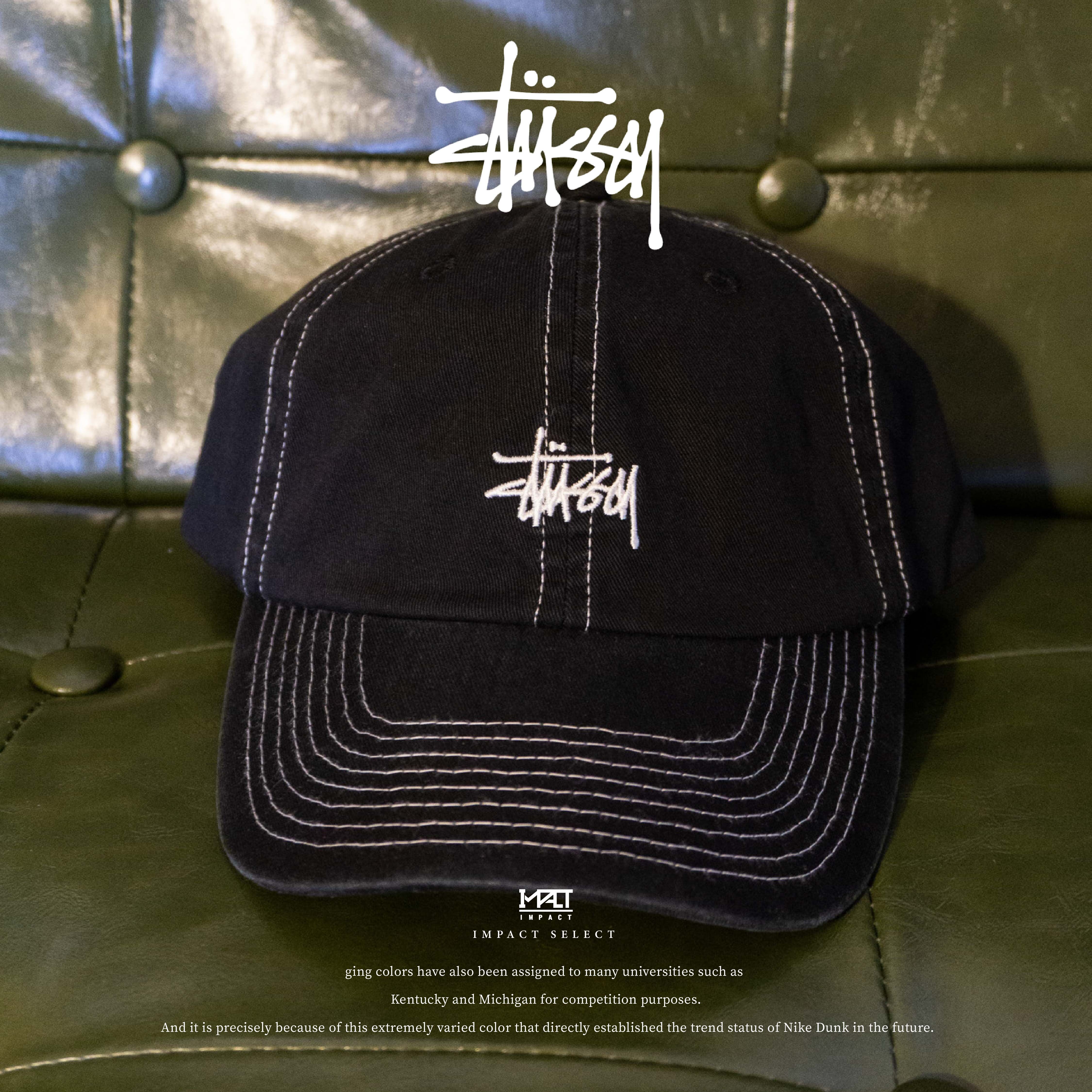STUSSY Contrast Graffiti Low Pro Cap 反車線 老帽 黑 男女同款