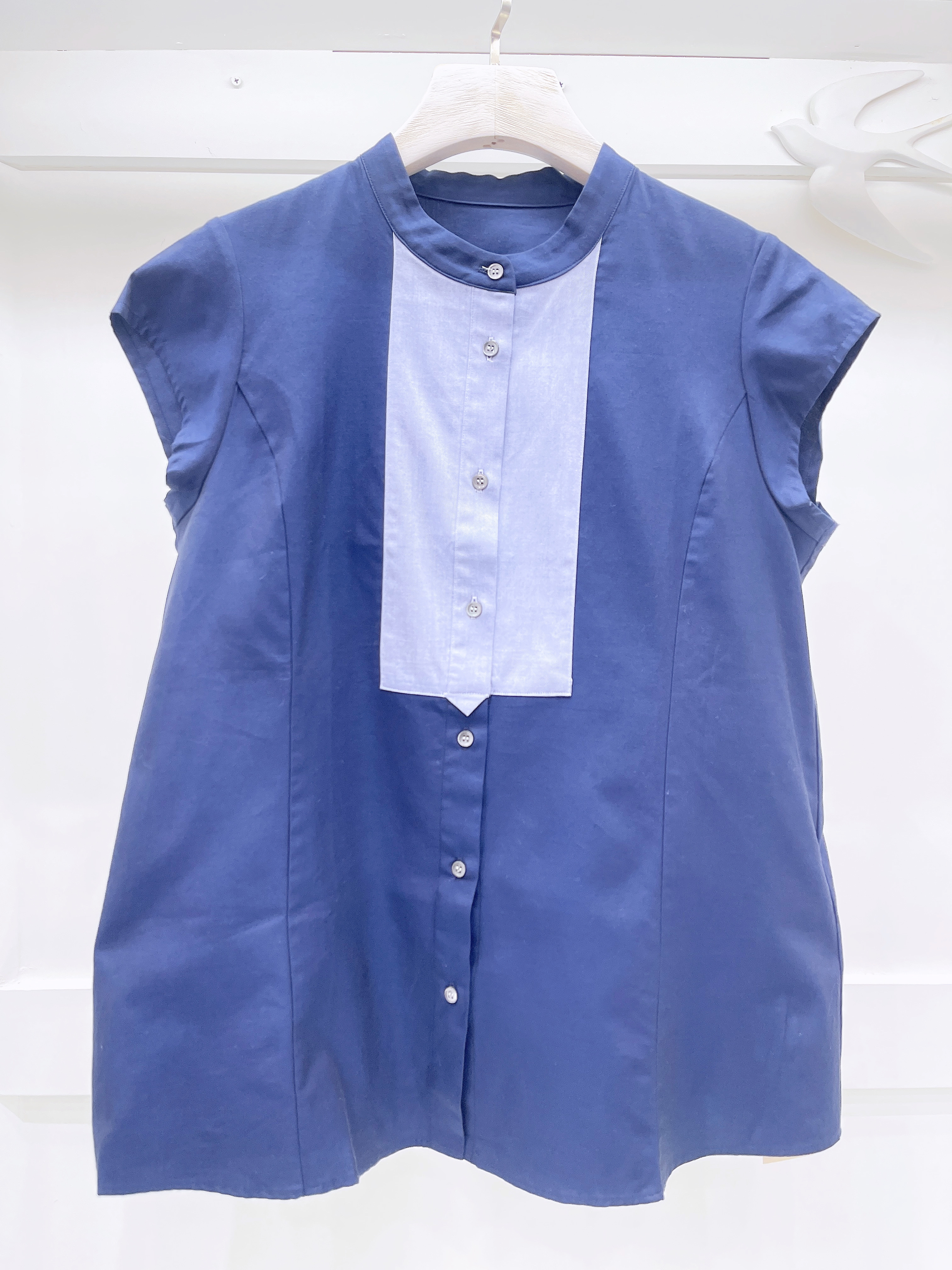 中山領斜袖襯衫