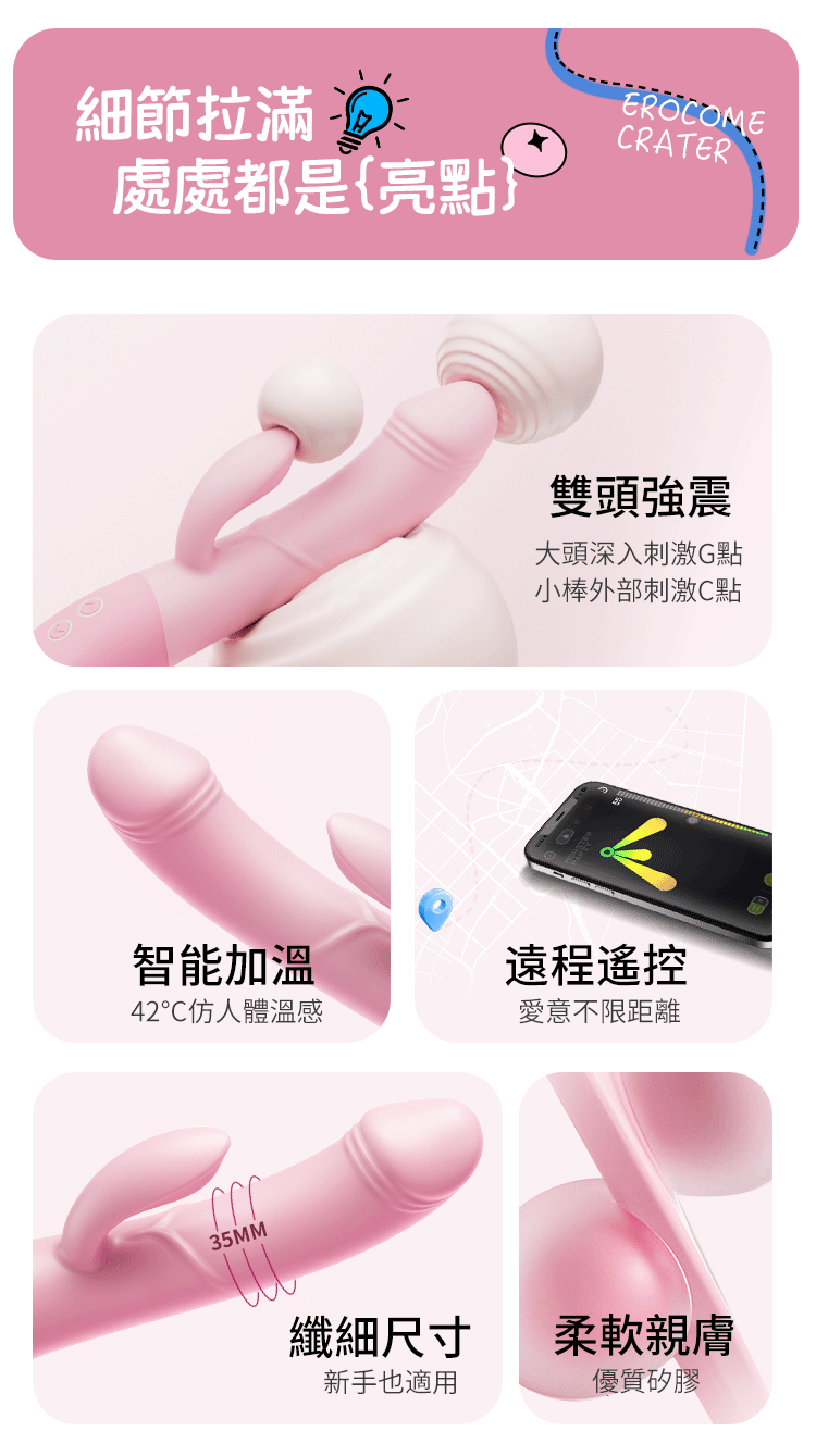 香港 EROCOME,EROCOME,EROCOME伊珞,伊珞,情趣用品,情趣玩具,按摩棒,G點按摩棒,高潮按摩棒,免耳按摩棒,加溫按摩棒,EROCOME CRATER SMART,巨爵座