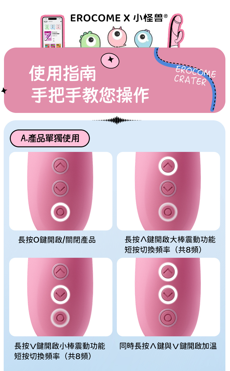 香港 EROCOME,EROCOME,EROCOME伊珞,伊珞,情趣用品,情趣玩具,按摩棒,G點按摩棒,高潮按摩棒,免耳按摩棒,加溫按摩棒,EROCOME CRATER SMART,巨爵座