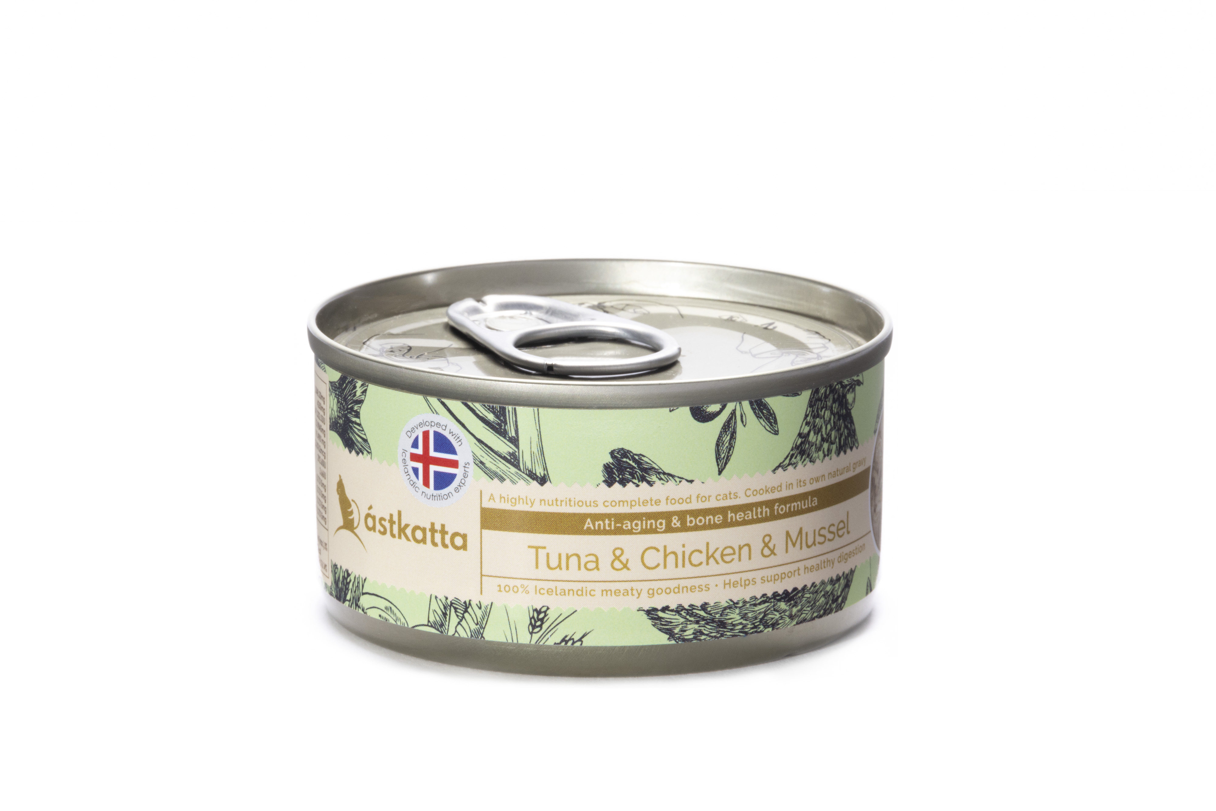 營養貓主食罐-白鰹吞拿魚+新鮮走地雞肉+綠唇貽貝 (增強活力) (低磷, 低鎂) (80g)