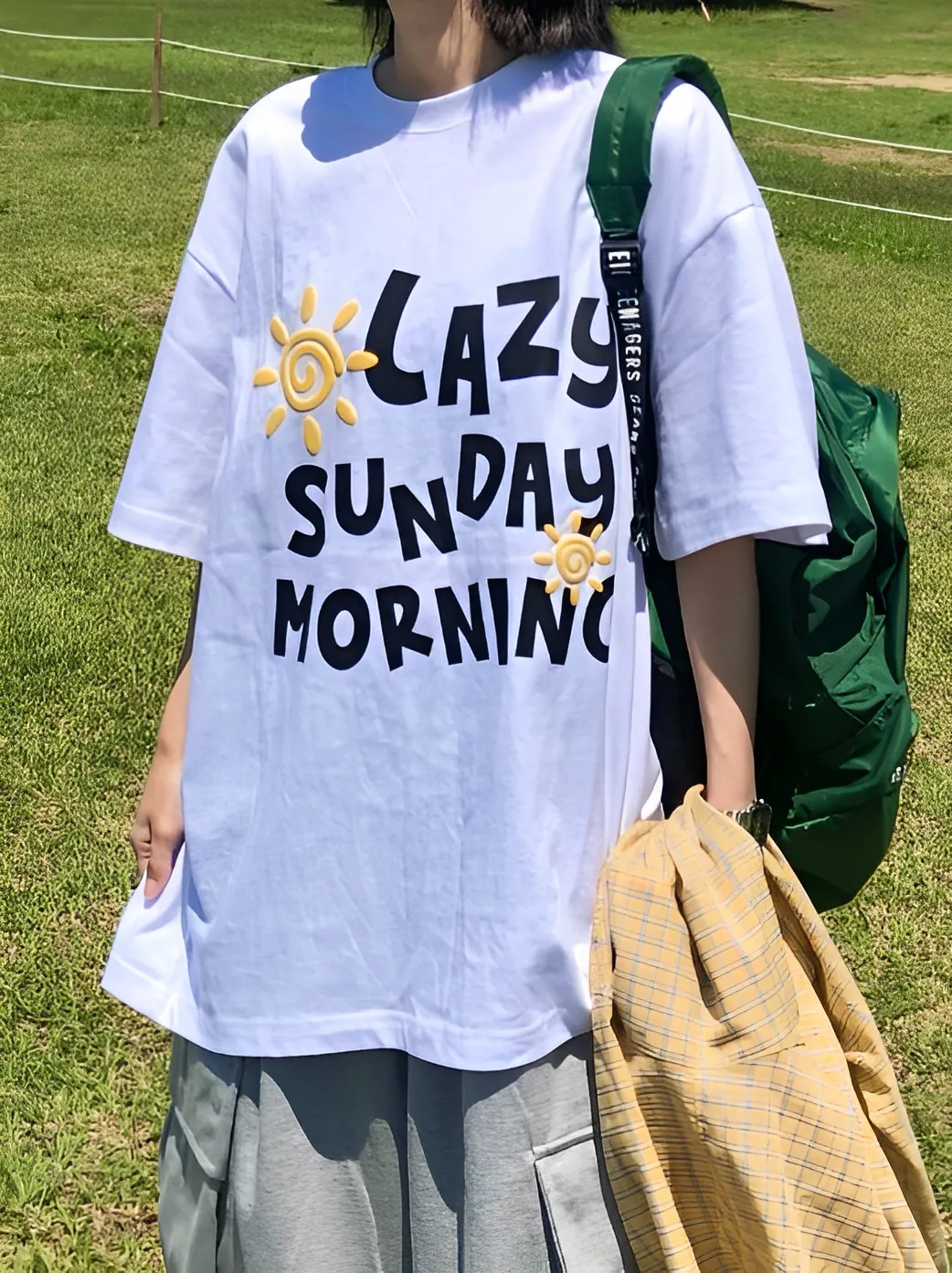 LAZY SUNDAY 發泡 英文 寬鬆 短袖