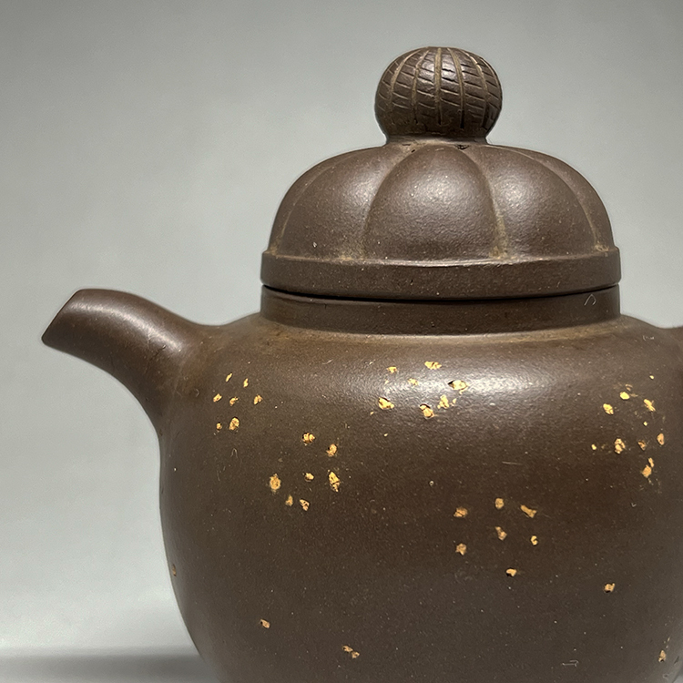 紫砂壺 宜興紫砂壺一廠早期廠壺報春系列80年代828cc黑星