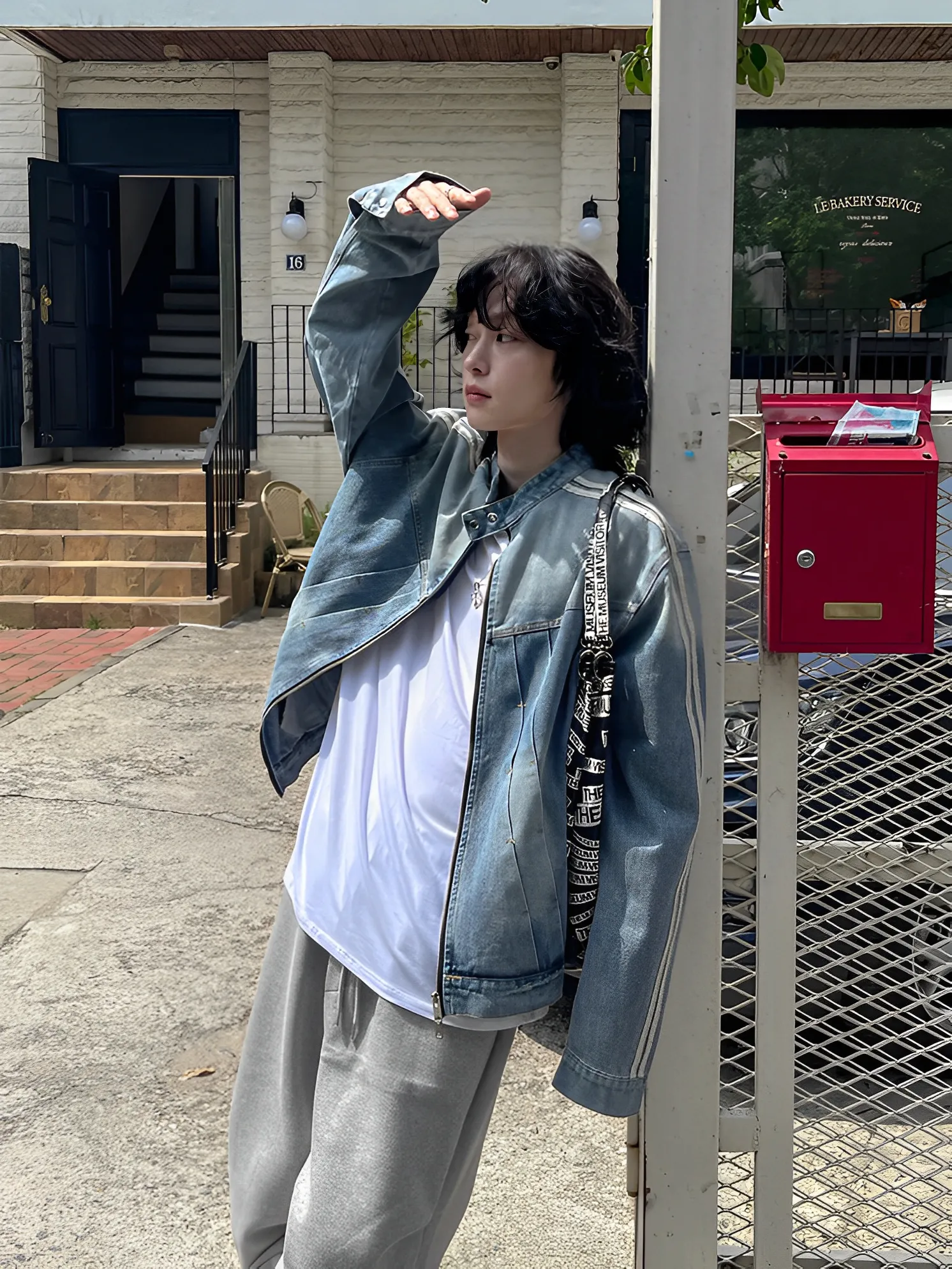 春夏 立領 線條 滾邊 牛仔 外套