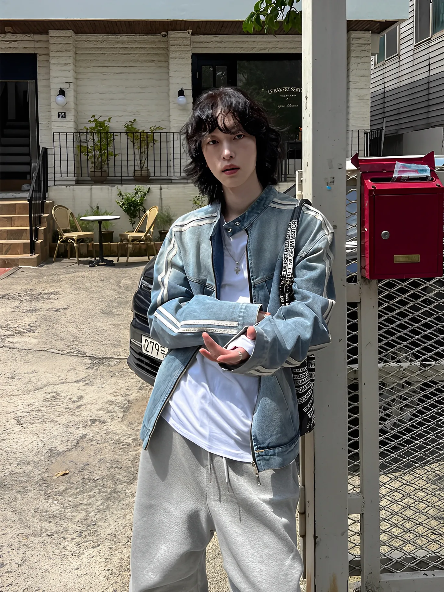 春夏 立領 線條 滾邊 牛仔 外套