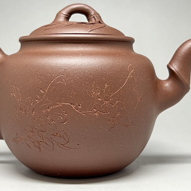 茶香自在】一九九零年代圓竹紫砂壺早期壺紫砂壺250 C.C.