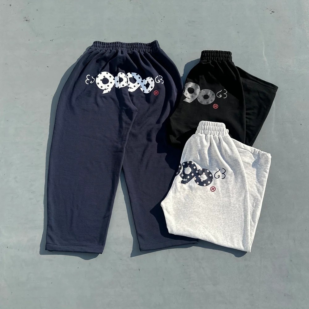 9090 90 Logo Dot Sweat Pants 背後字體 點點 翅膀 棉長褲 NN1998