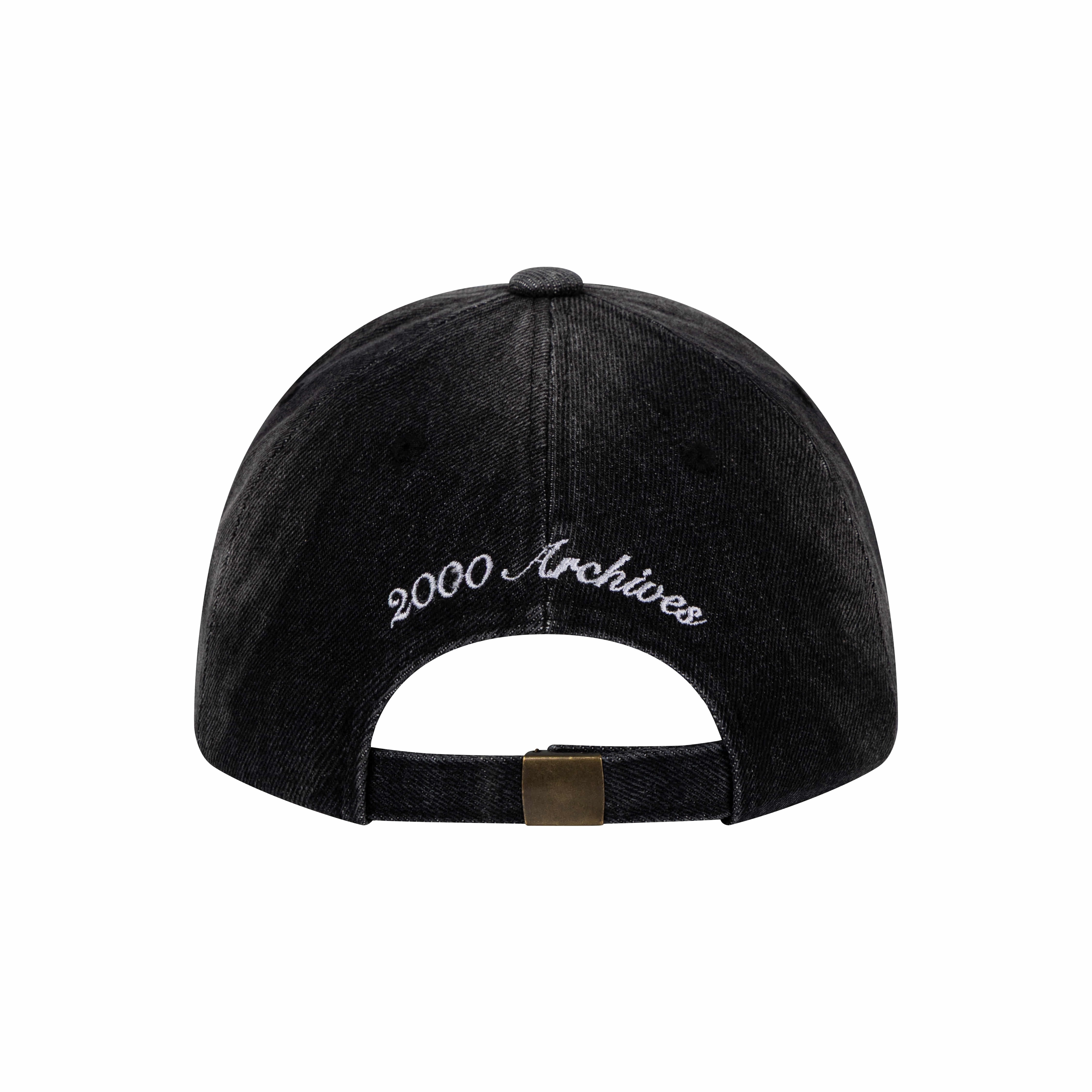 2000archives CRUCIA CAP (BLACK DENIM) 十字架 水鑽 老帽