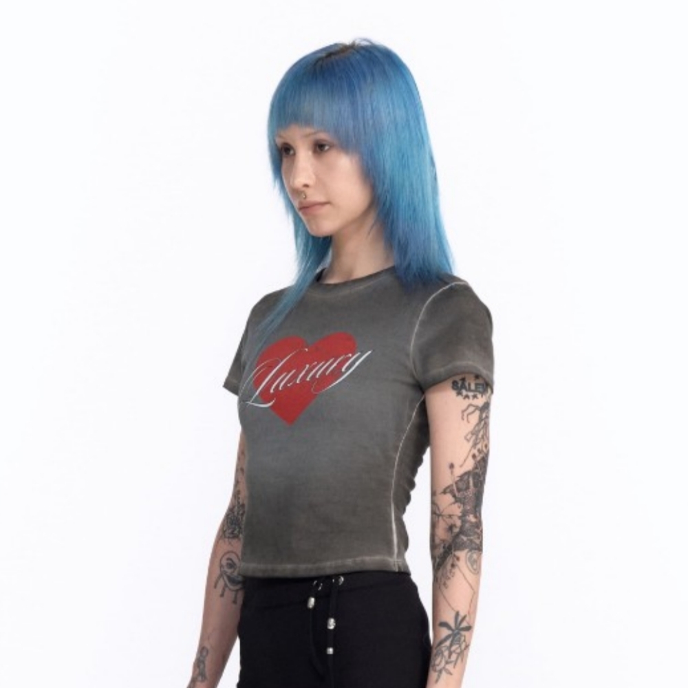 2000archives LUXURY TEE 大愛心 水洗 字體 短袖